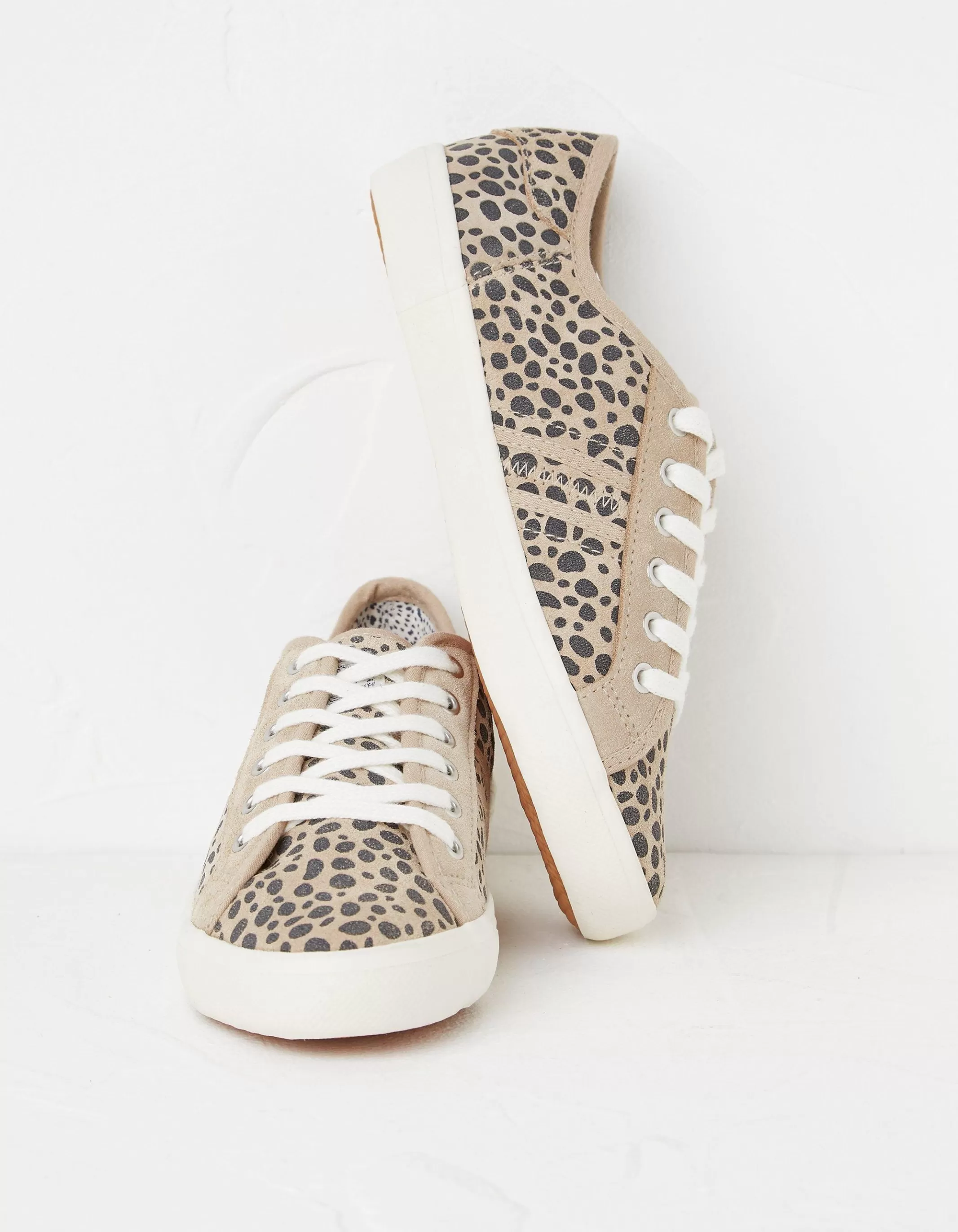 Shop FatFace Harlow Animal Print Lace Up Trainers Natural