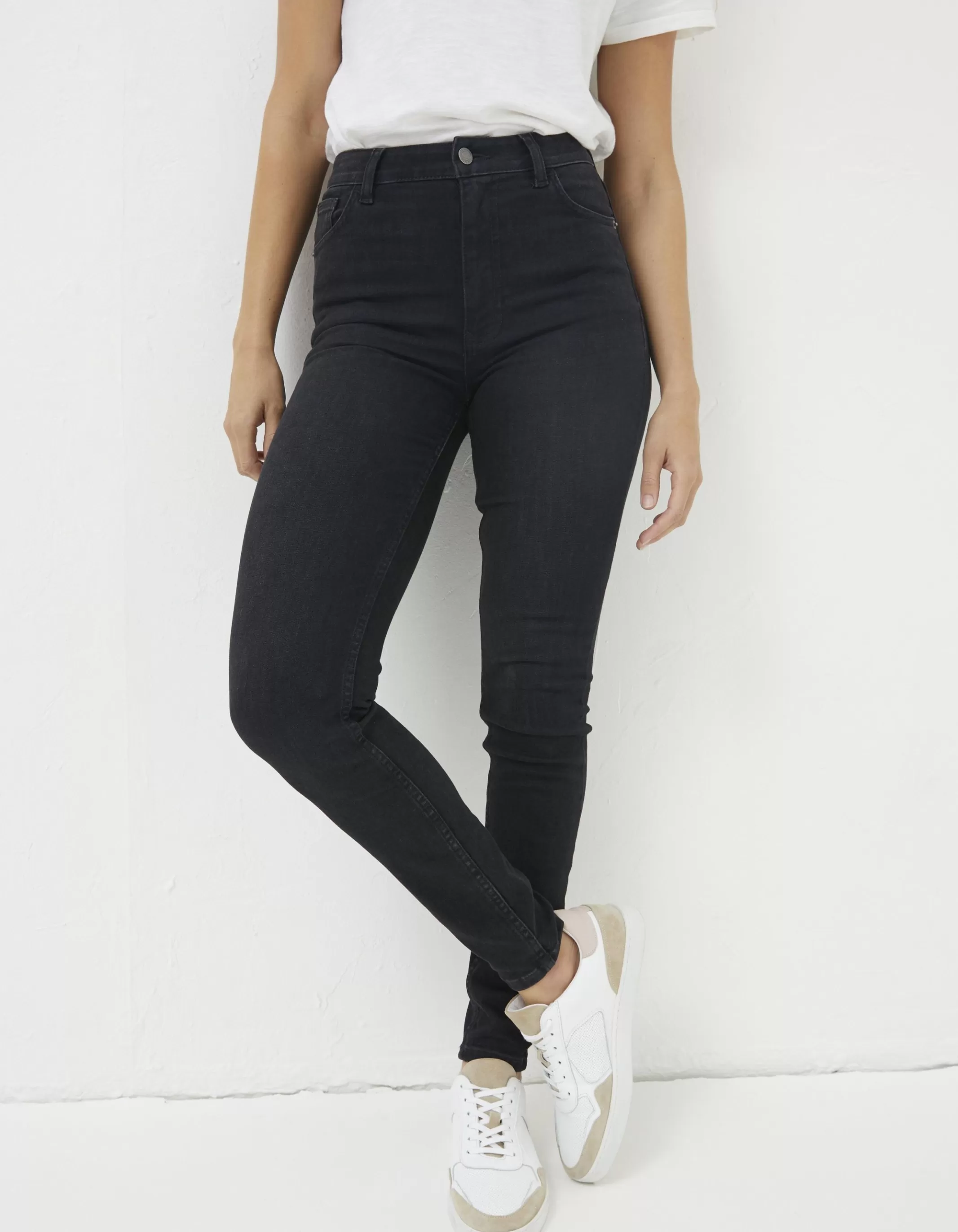 Clearance FatFace Harlow High Waist Skinny Jeans Washed Black