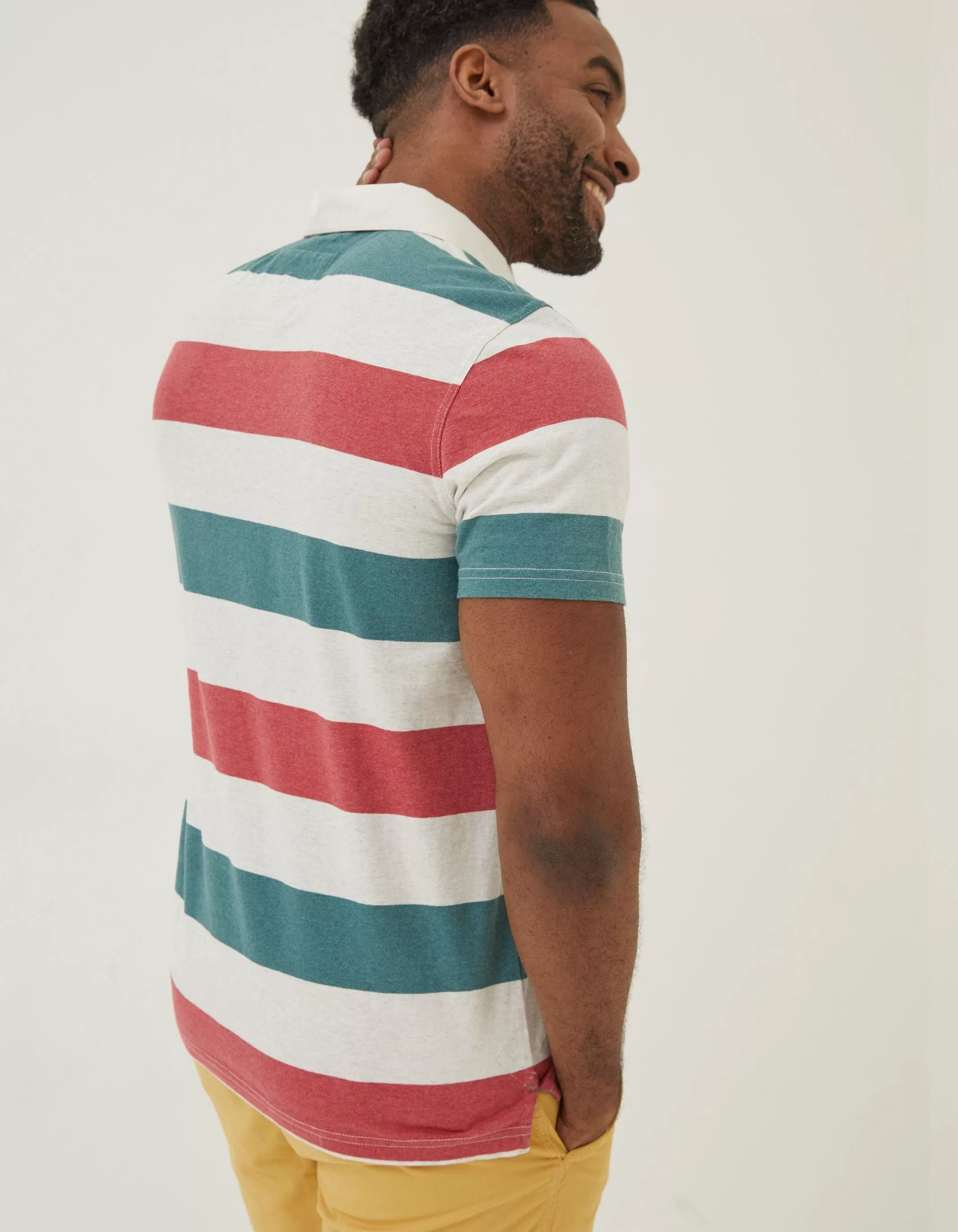 Clearance FatFace Hastings Block Stripe Polo Off White