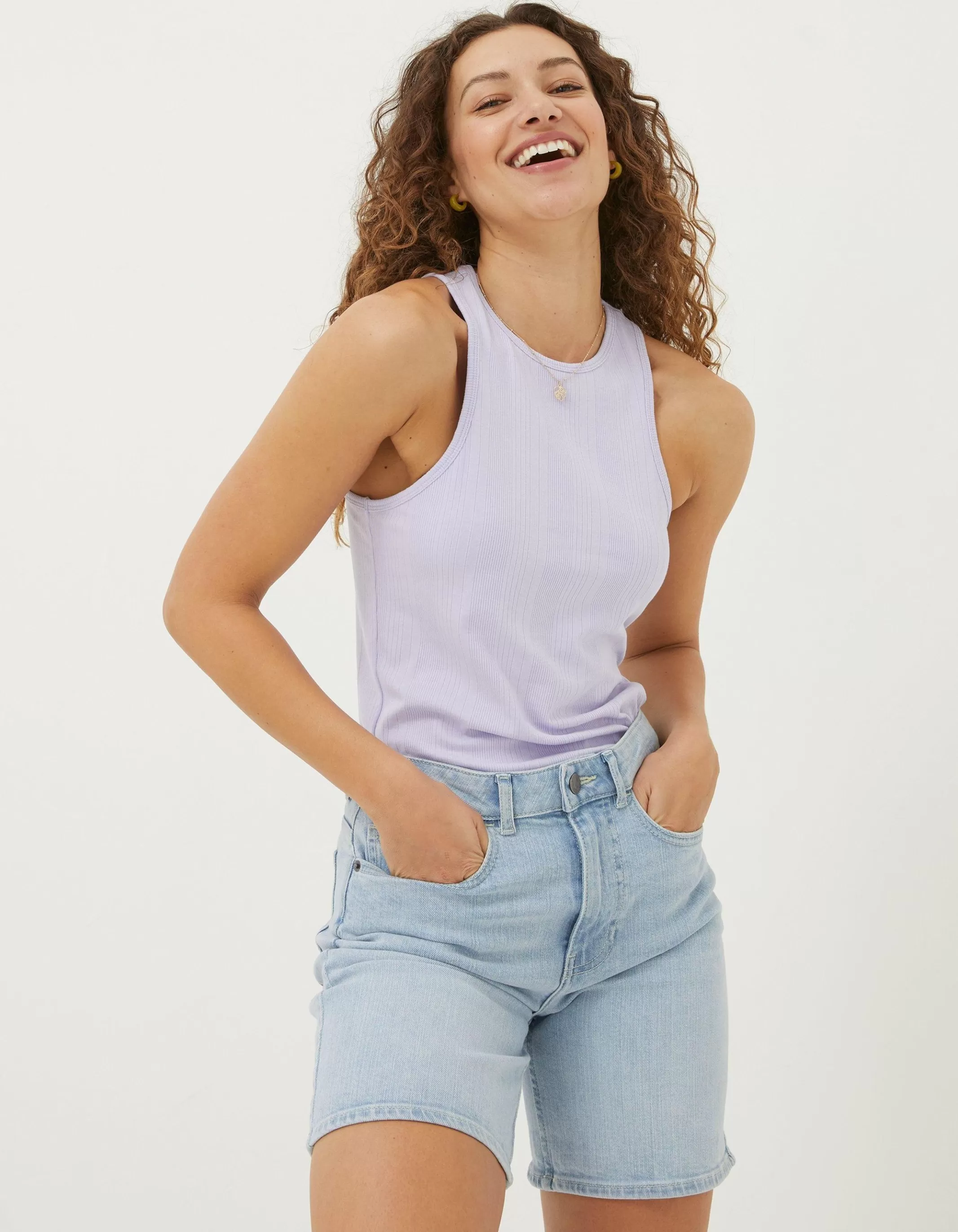 Shop FatFace Haylee Rib Vest Lilac