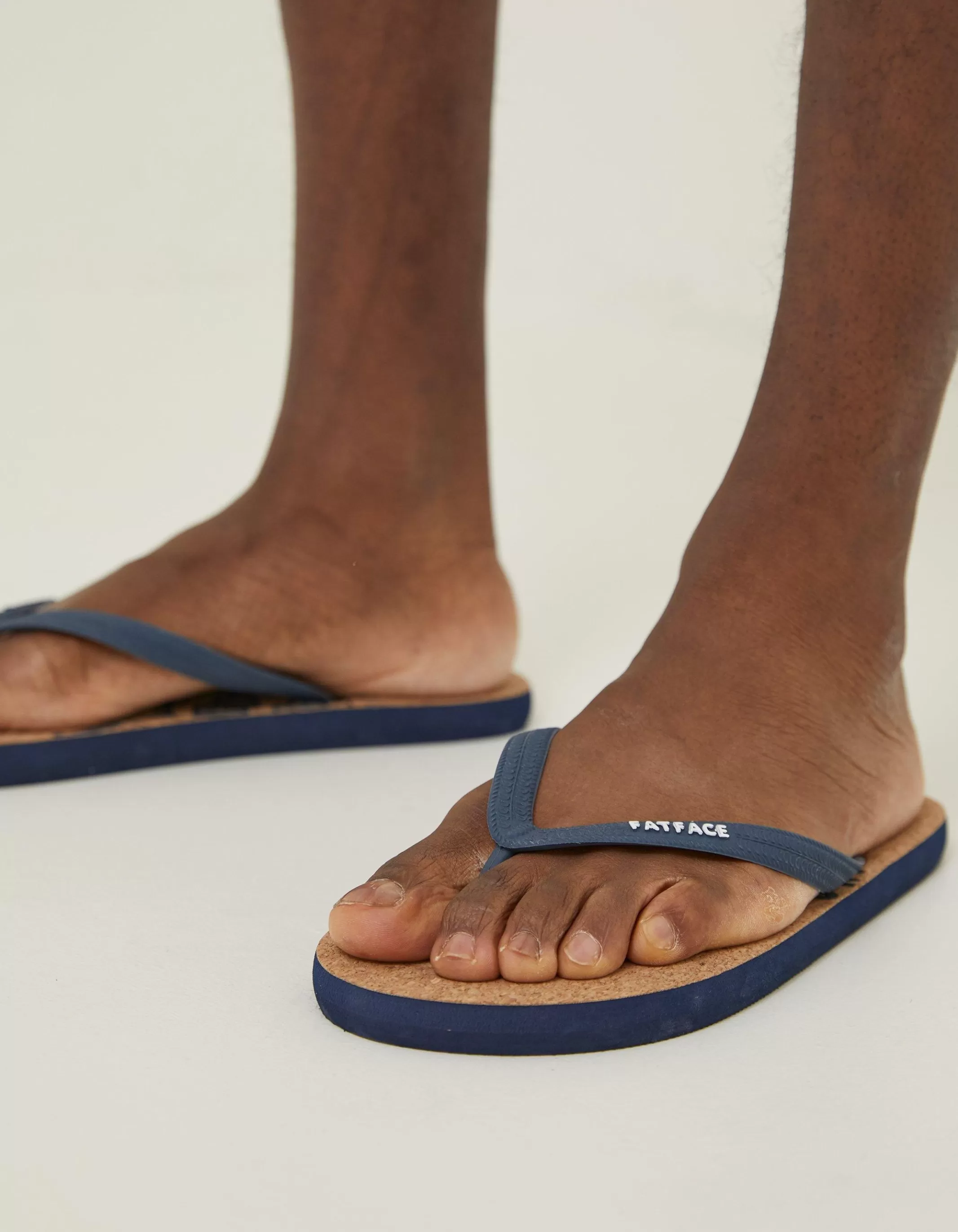 Outlet FatFace Henley Cork Logo Flip Flops Navy