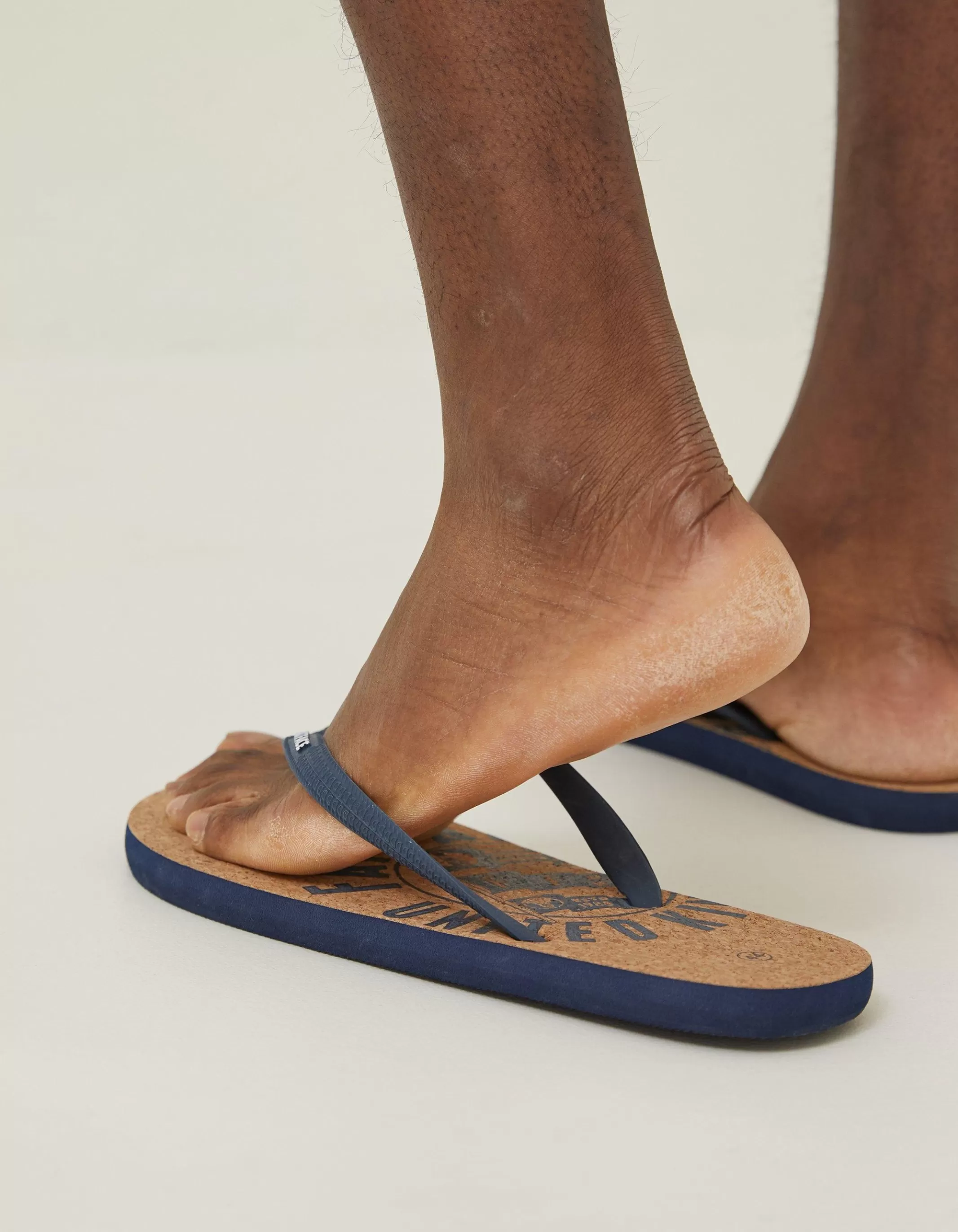 Outlet FatFace Henley Cork Logo Flip Flops Navy
