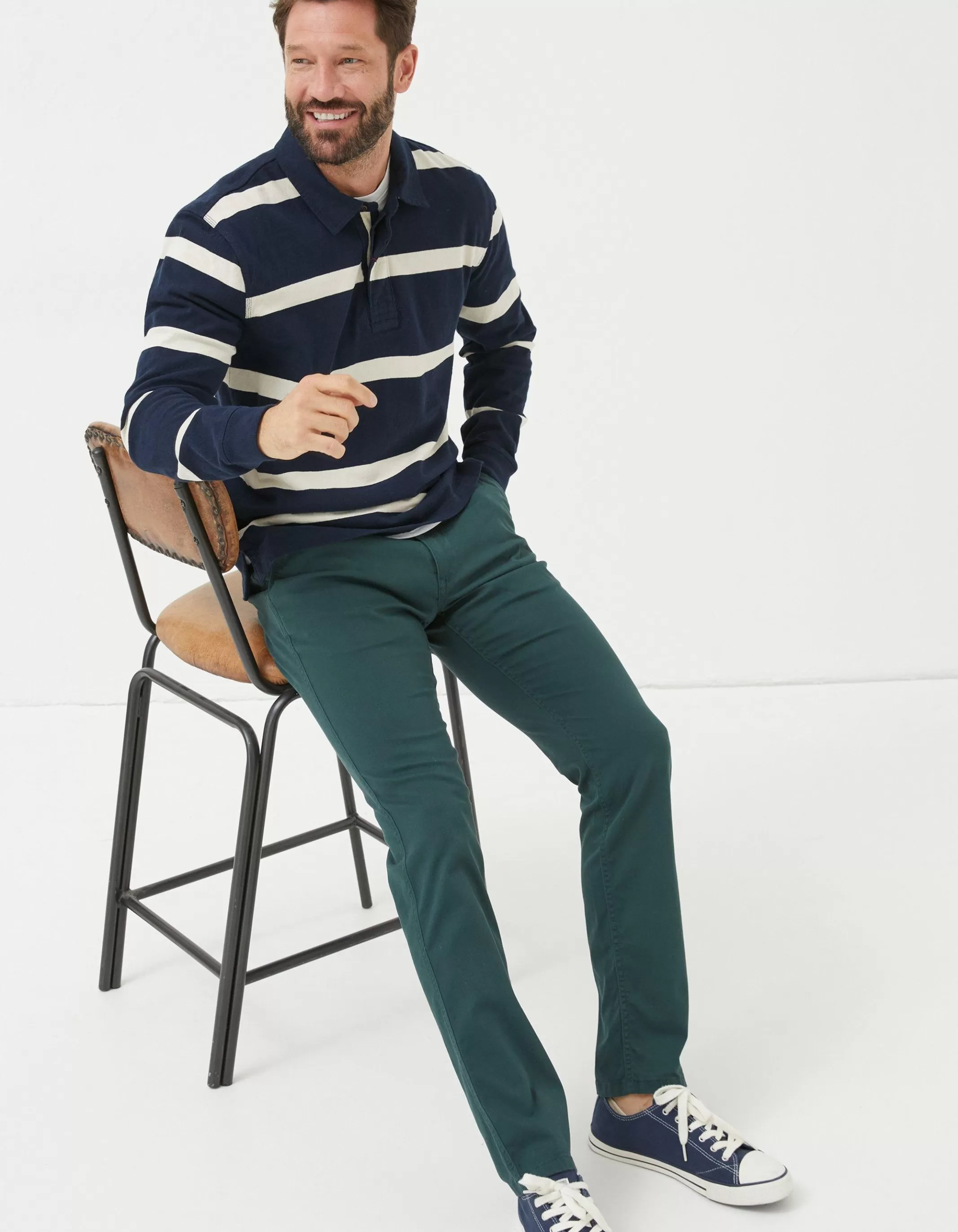 Cheap FatFace Heyshott Slim Textured Chinos Dark Teal