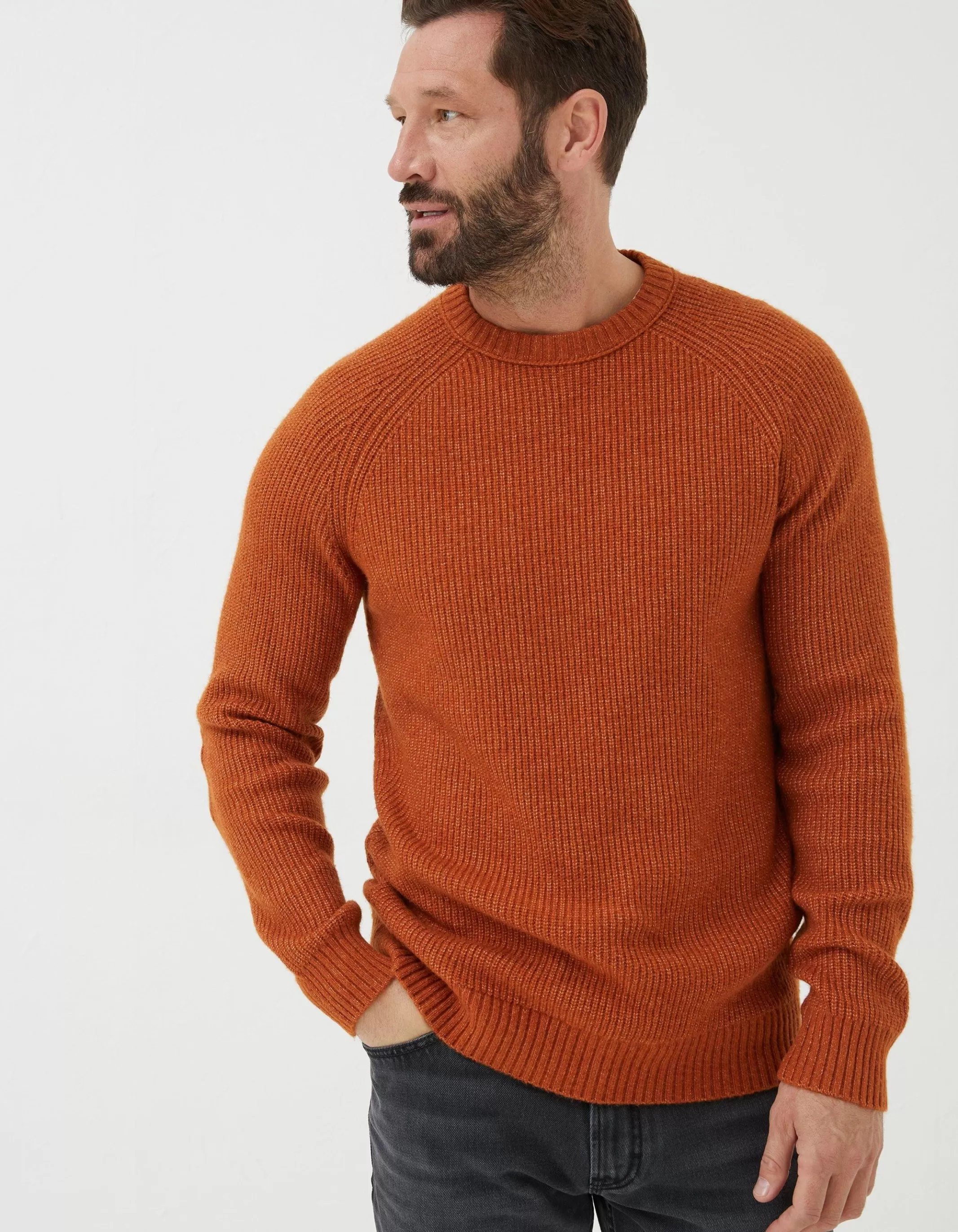 Hot FatFace Hinton Crew Neck Jumper Orange
