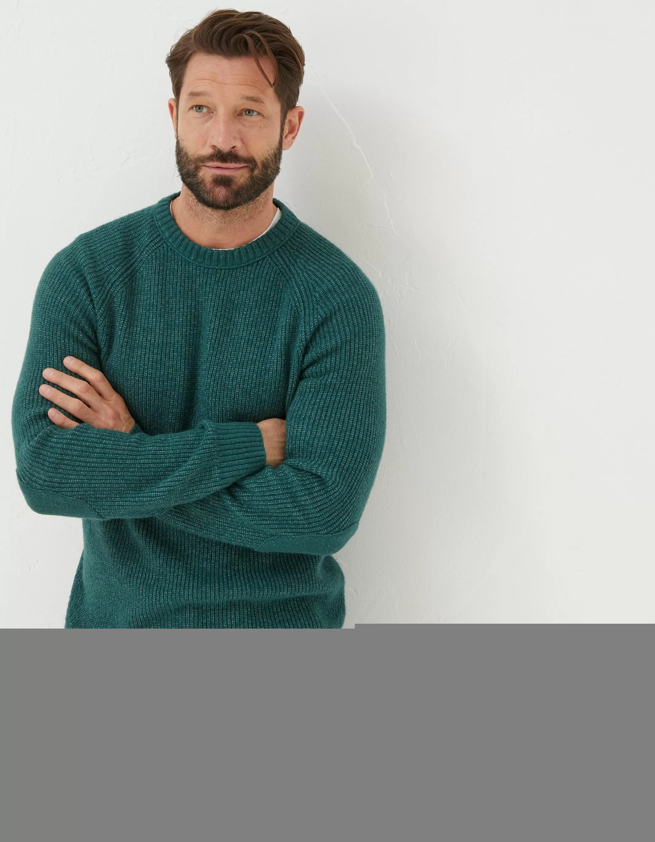 Discount FatFace Hinton Crew Neck Jumper Jade Green