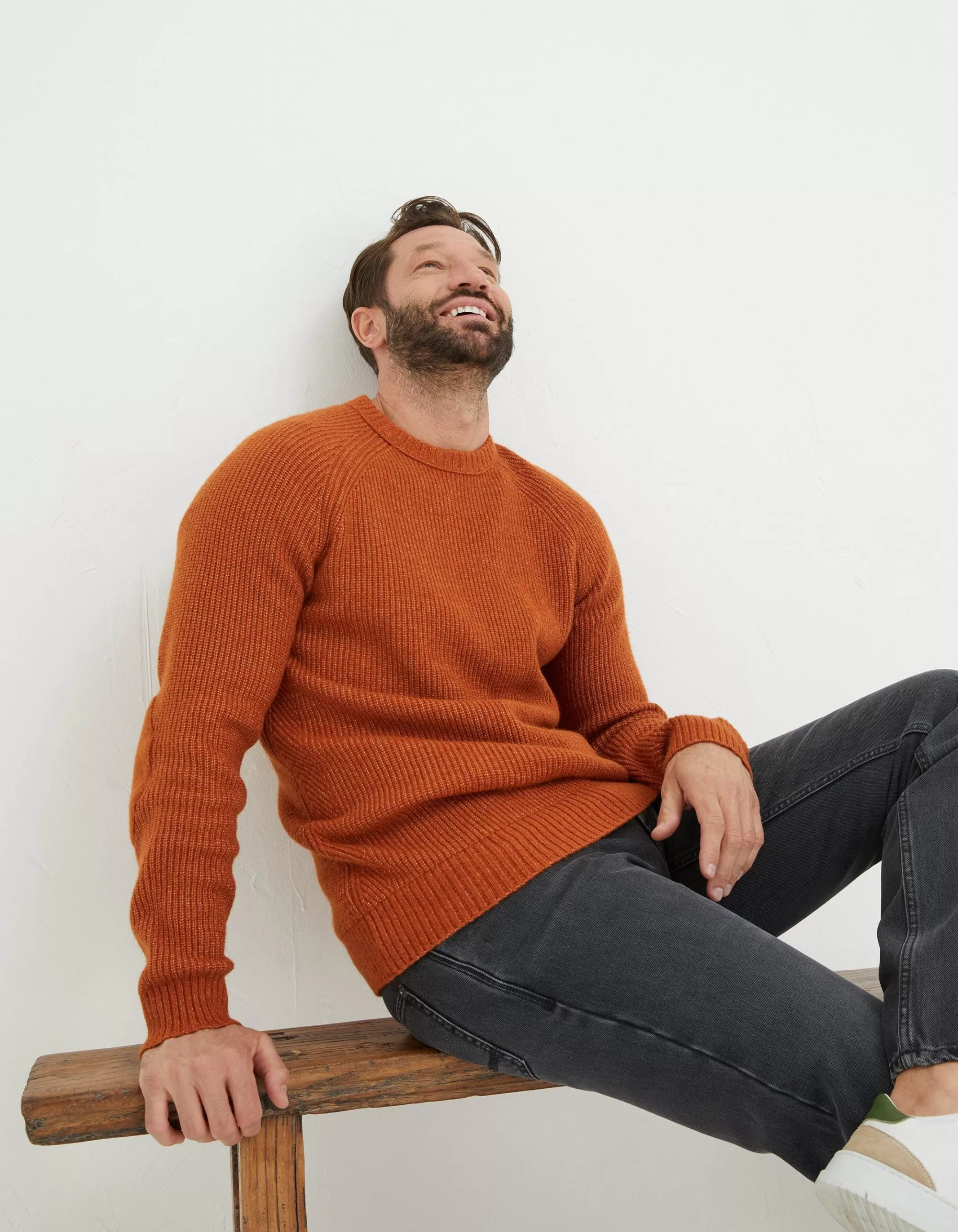 Hot FatFace Hinton Crew Neck Jumper Orange