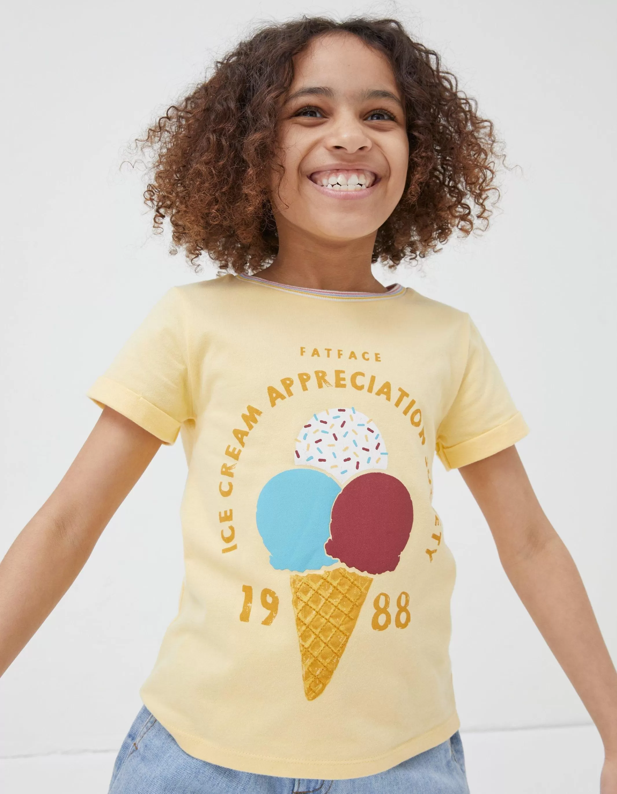 Hot FatFace Ice Cream T-Shirt Yellow