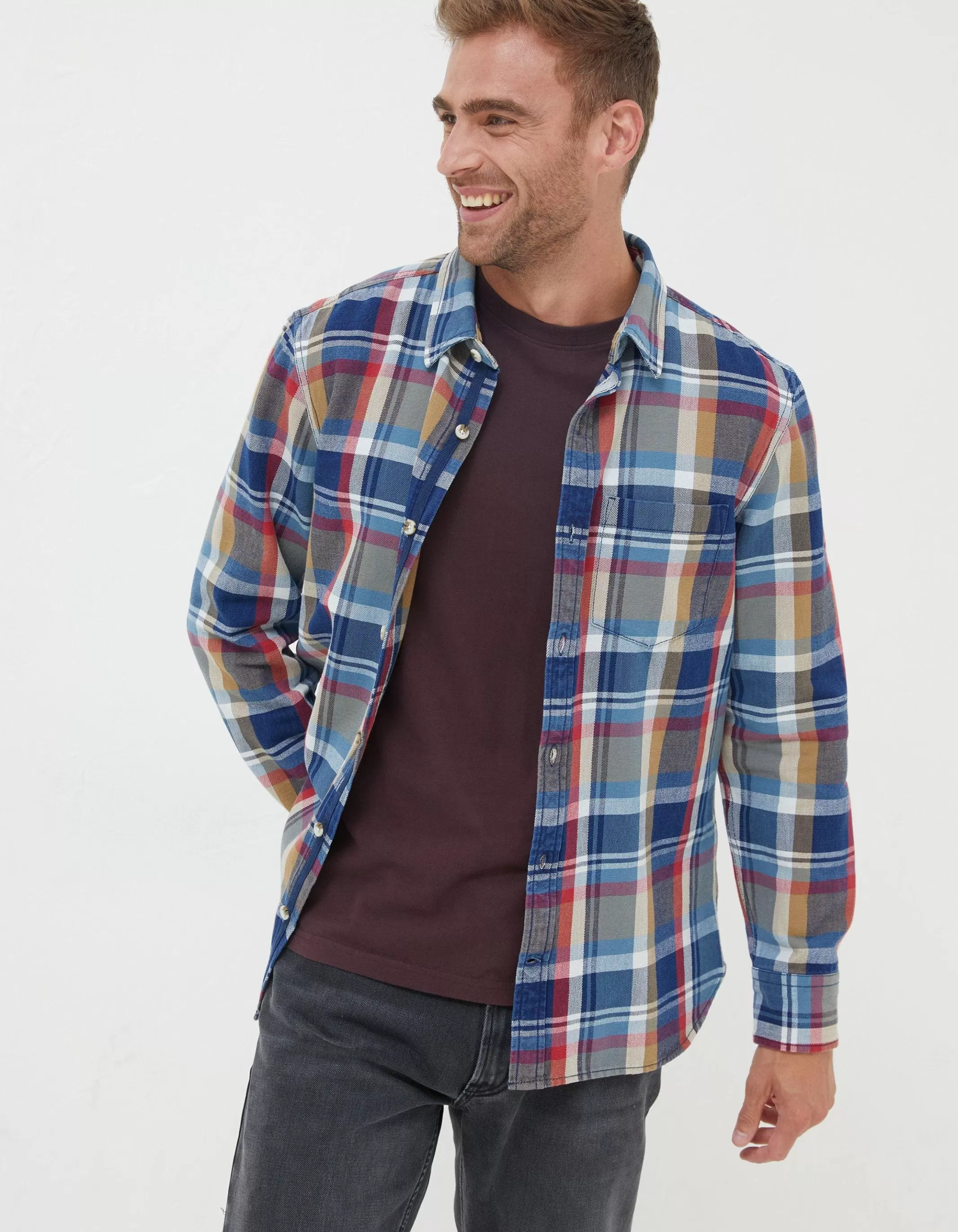 Shop FatFace Ilford Check Shirt Blue