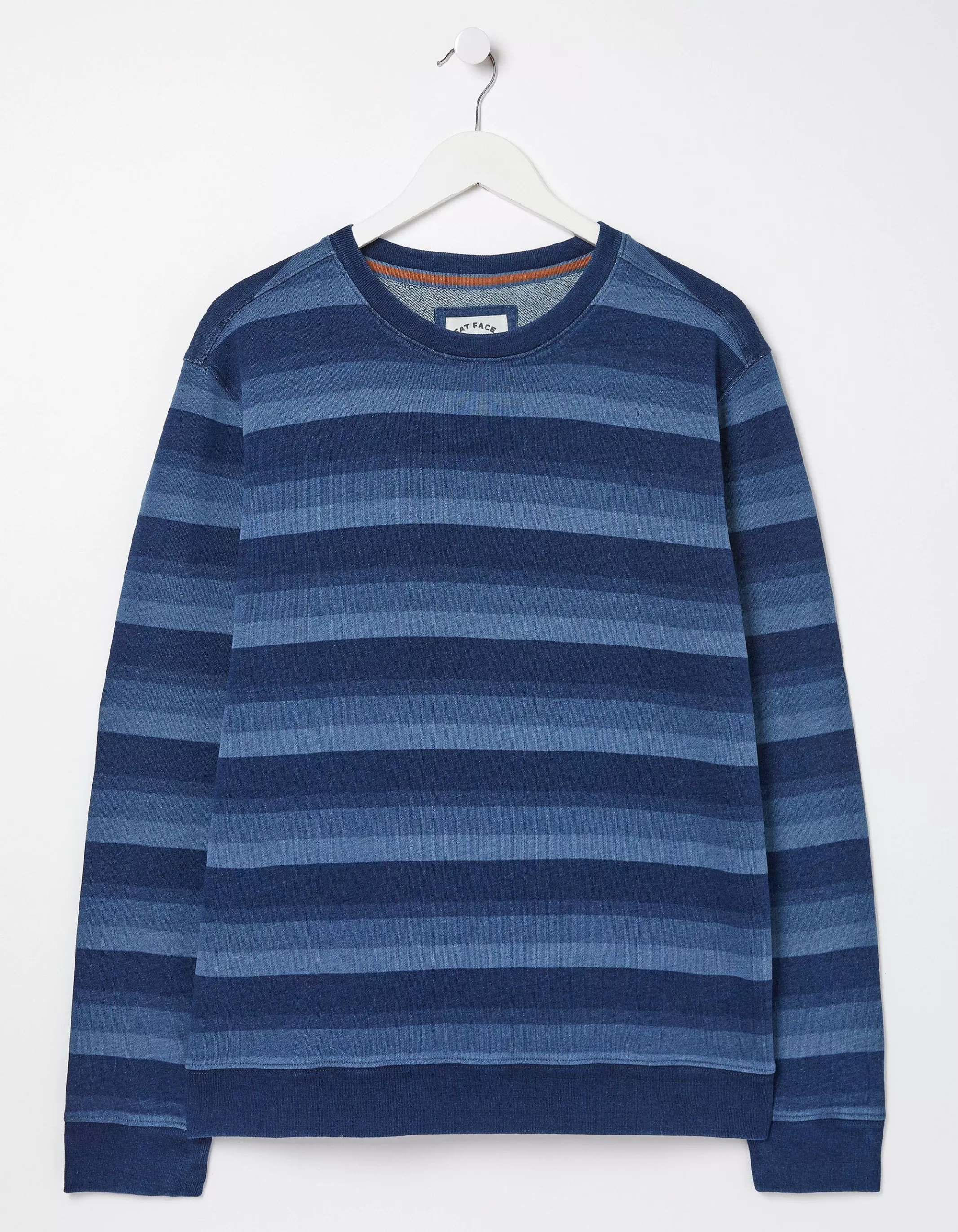 Clearance FatFace Indigo Stripe Crew Neck Sweatshirt Indigo Blue