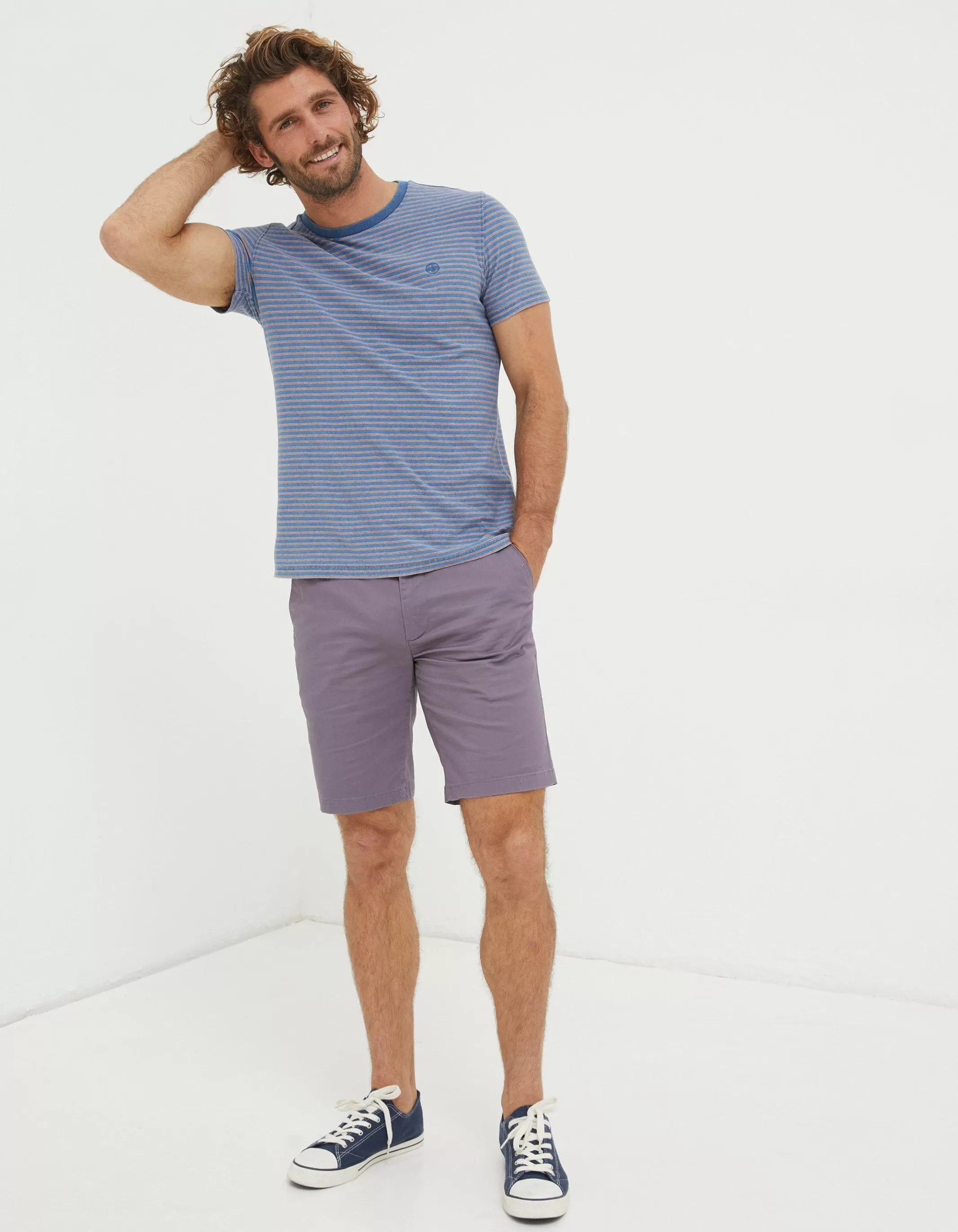 Best Sale FatFace Indigo Stripe T-Shirt Pink