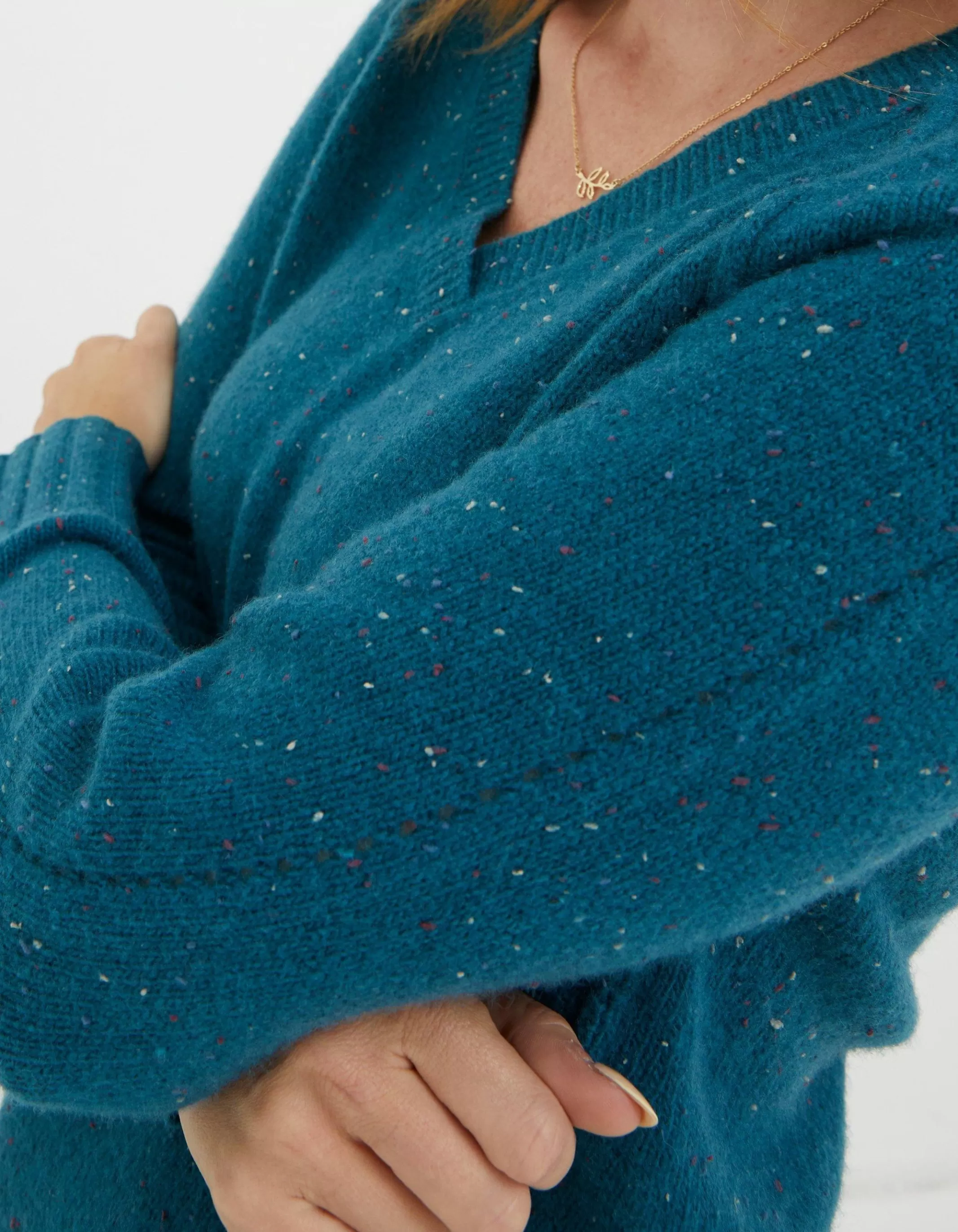 New FatFace Iona Lambswool Jumper Teal Blue