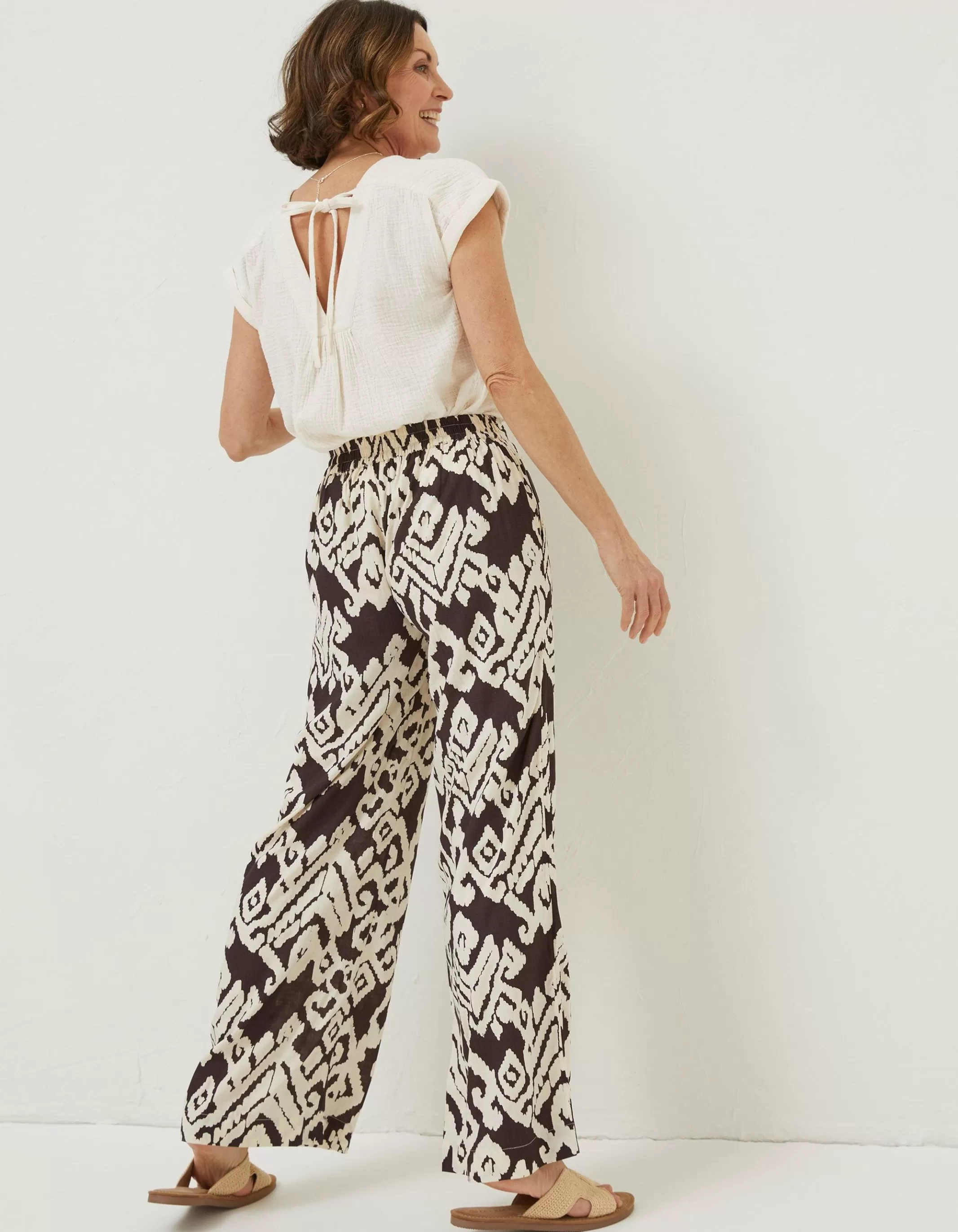 Online FatFace Isla Ikat Wide Leg Trouser Dark Brown
