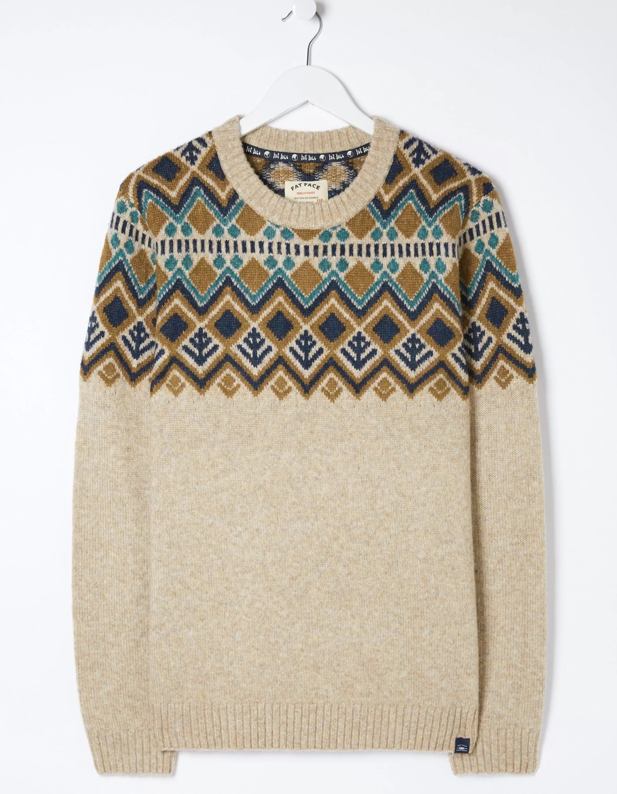 Sale FatFace Ives Crew Jumper Oatmeal