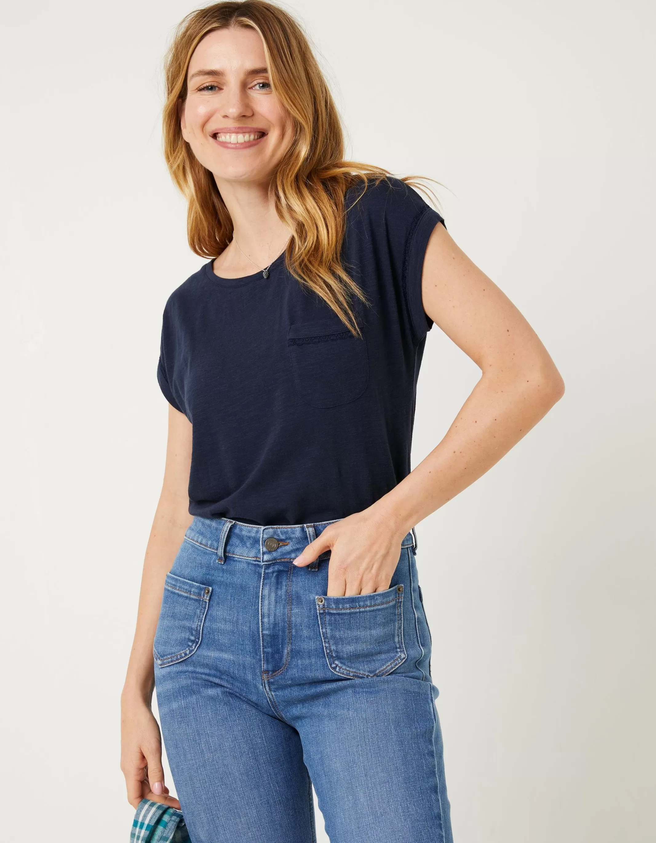 Outlet FatFace Ivy Lace T-Shirt Navy