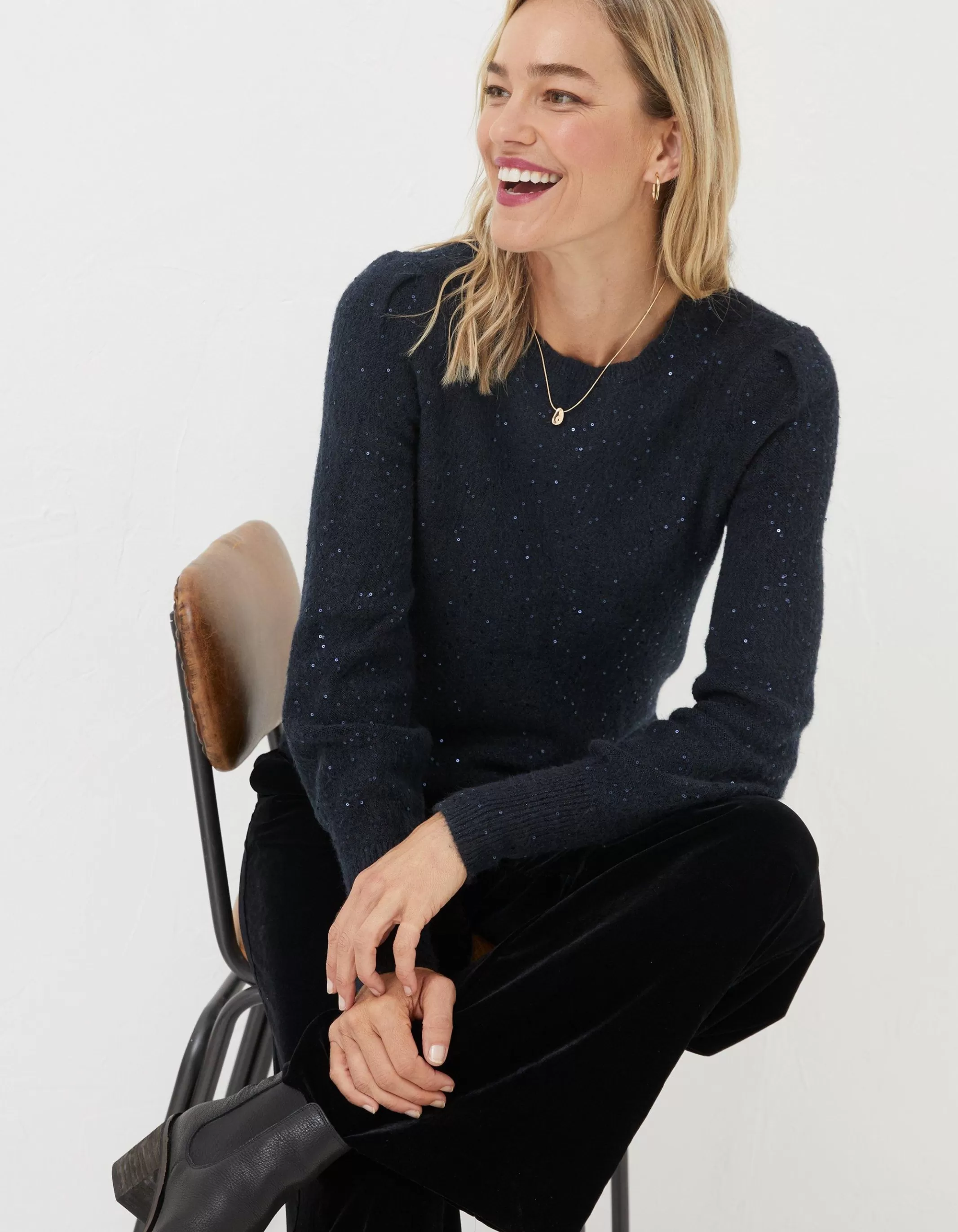 Hot FatFace Jasmine Sparkle Jumper Navy