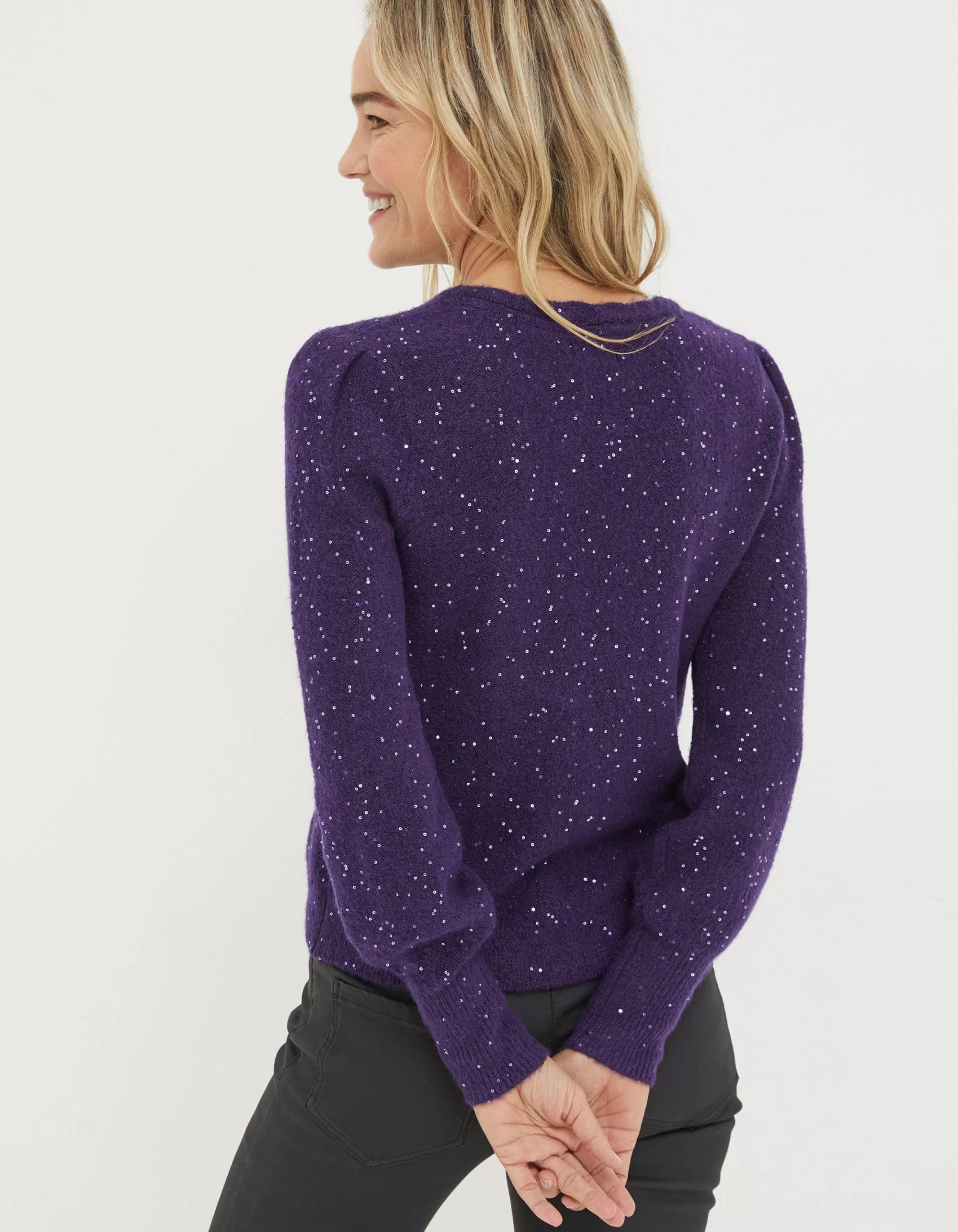Hot FatFace Jasmine Sparkle Jumper Purple