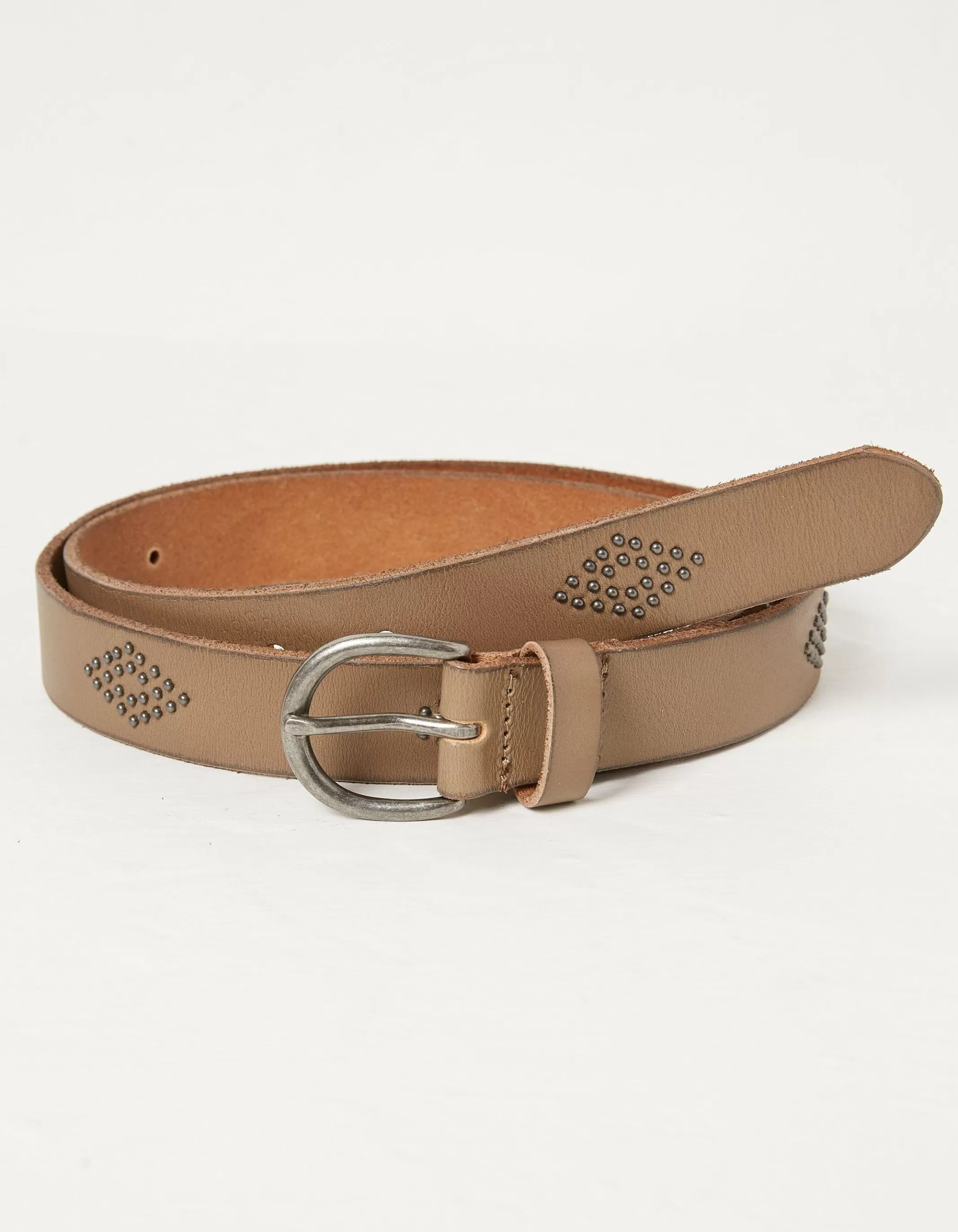Shop FatFace Jean Stud Leather Belt Washed Stone