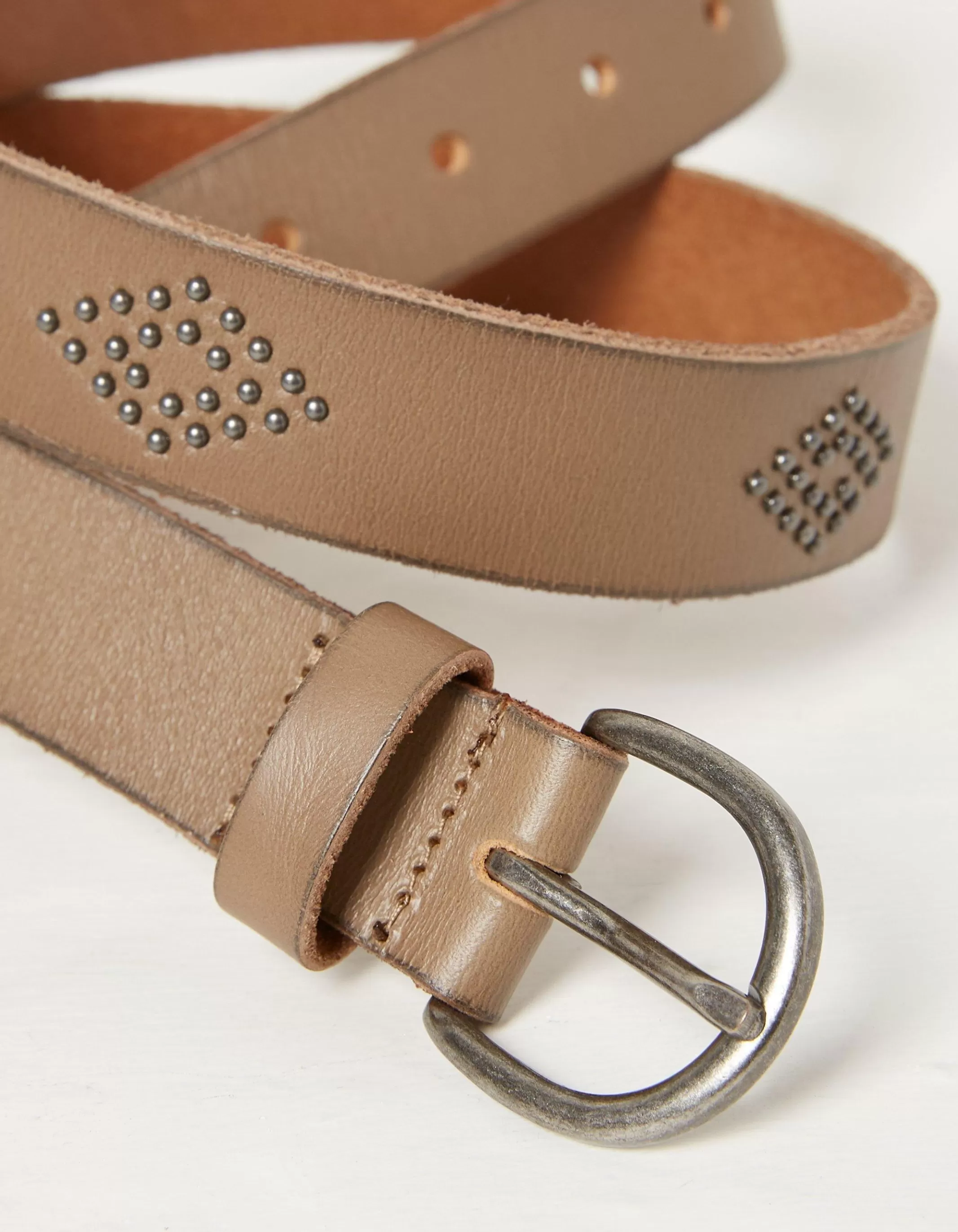 Shop FatFace Jean Stud Leather Belt Washed Stone