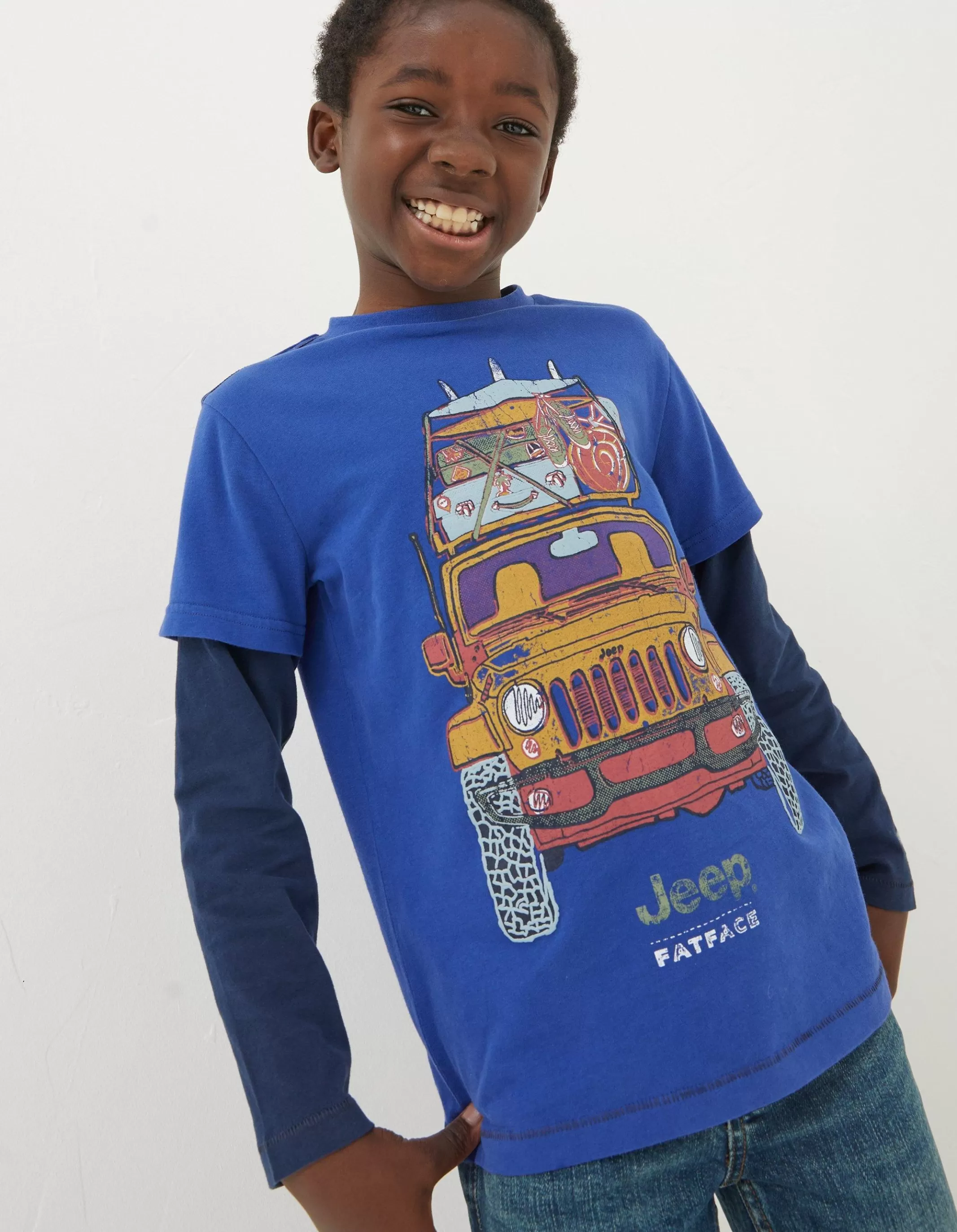 Discount FatFace Jeep Graphic T-Shirt Cobalt Blue