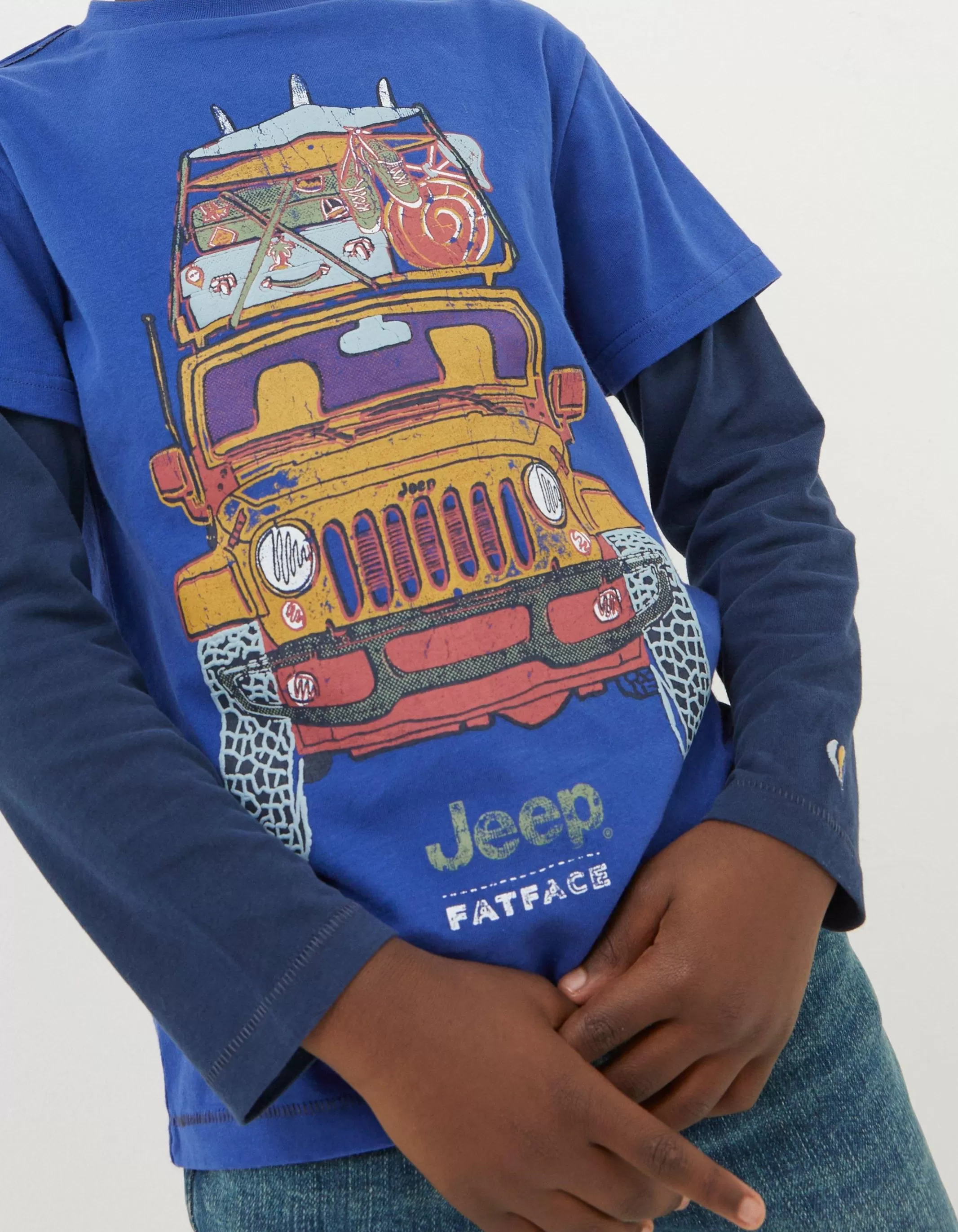 Discount FatFace Jeep Graphic T-Shirt Cobalt Blue