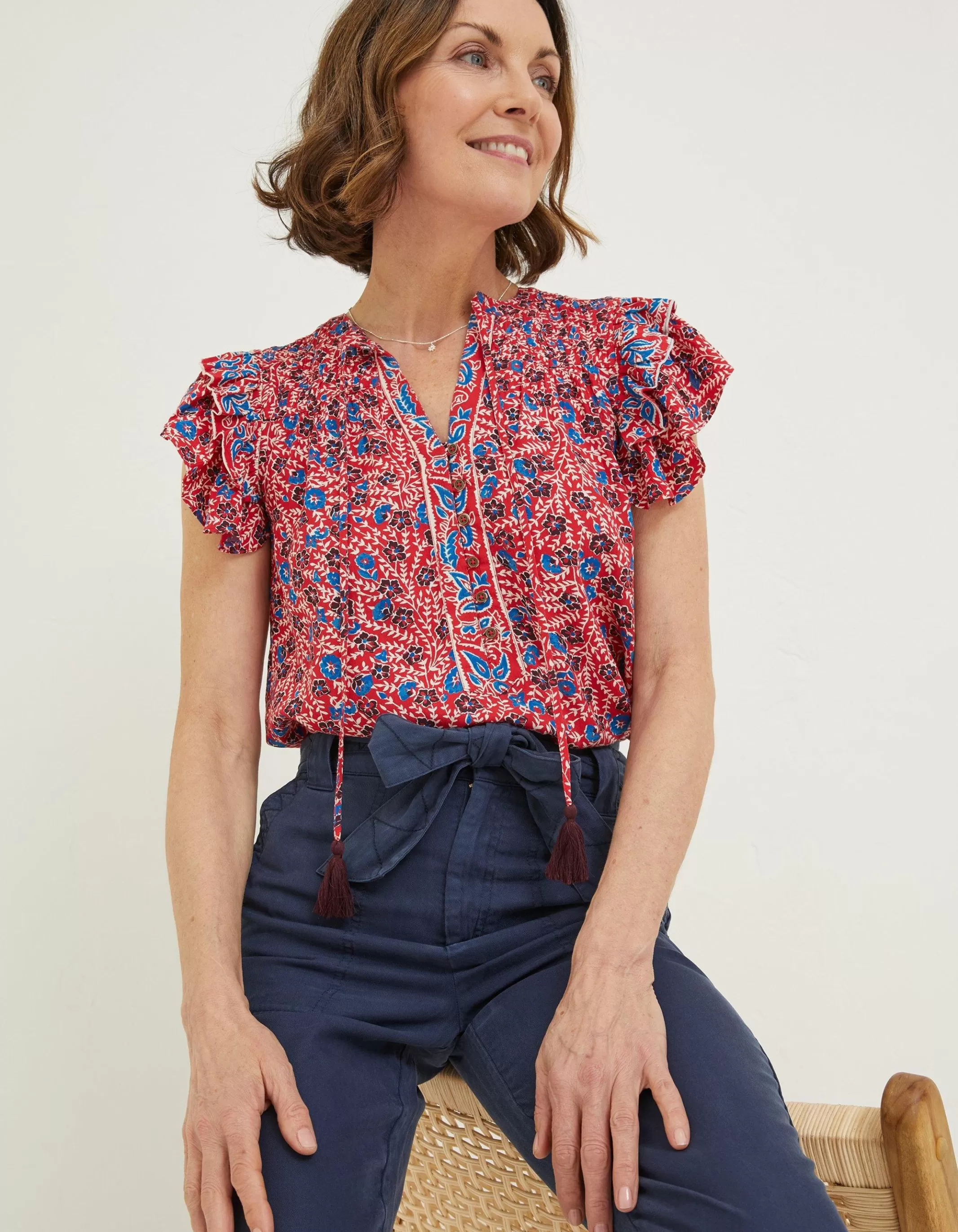 Discount FatFace Kai Meadow Blouse Tomato Red
