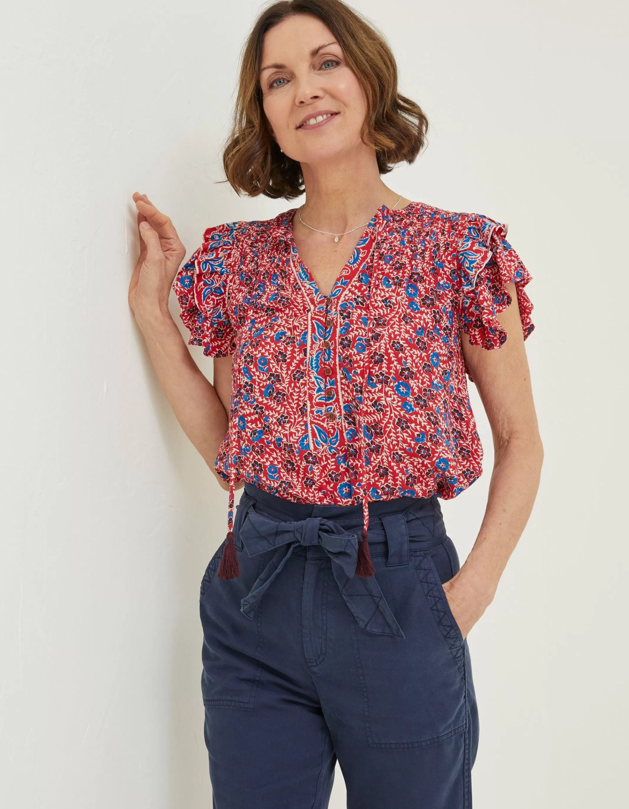 Discount FatFace Kai Meadow Blouse Tomato Red
