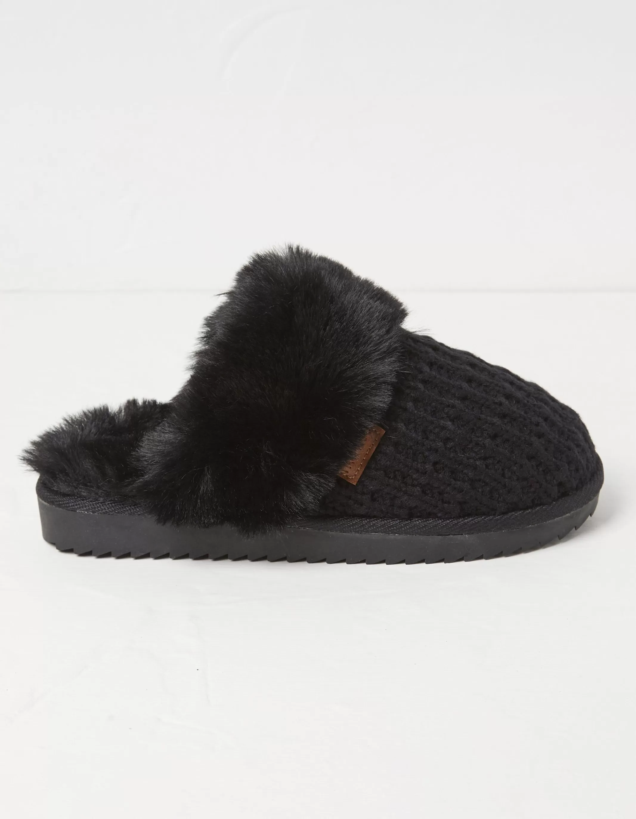 Sale FatFace Kaia Knitted Mule Slippers Black