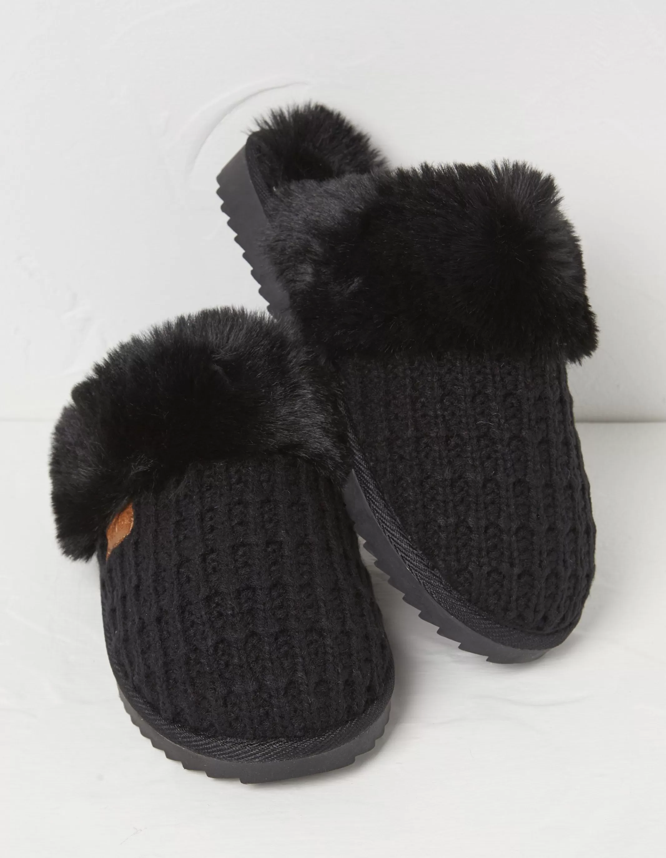 Sale FatFace Kaia Knitted Mule Slippers Black