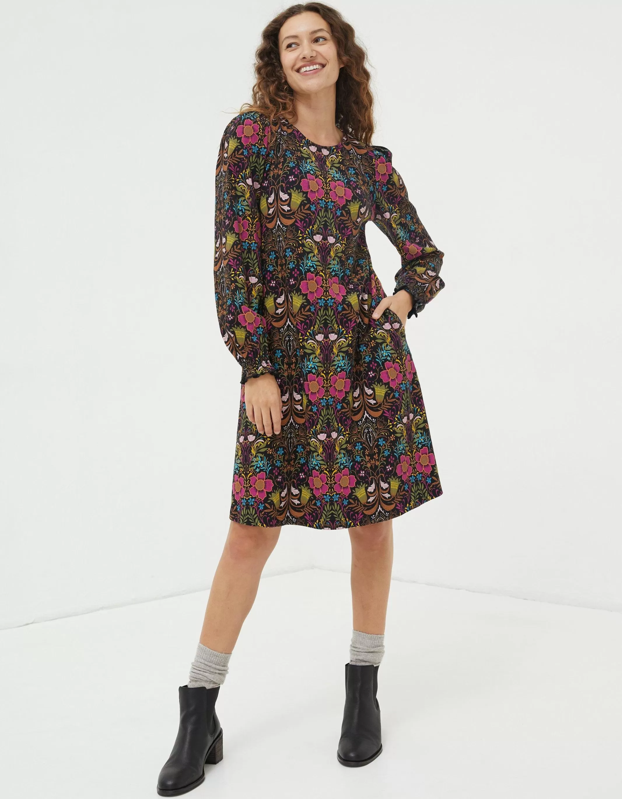Discount FatFace Kareen Art Floral Dress Multi