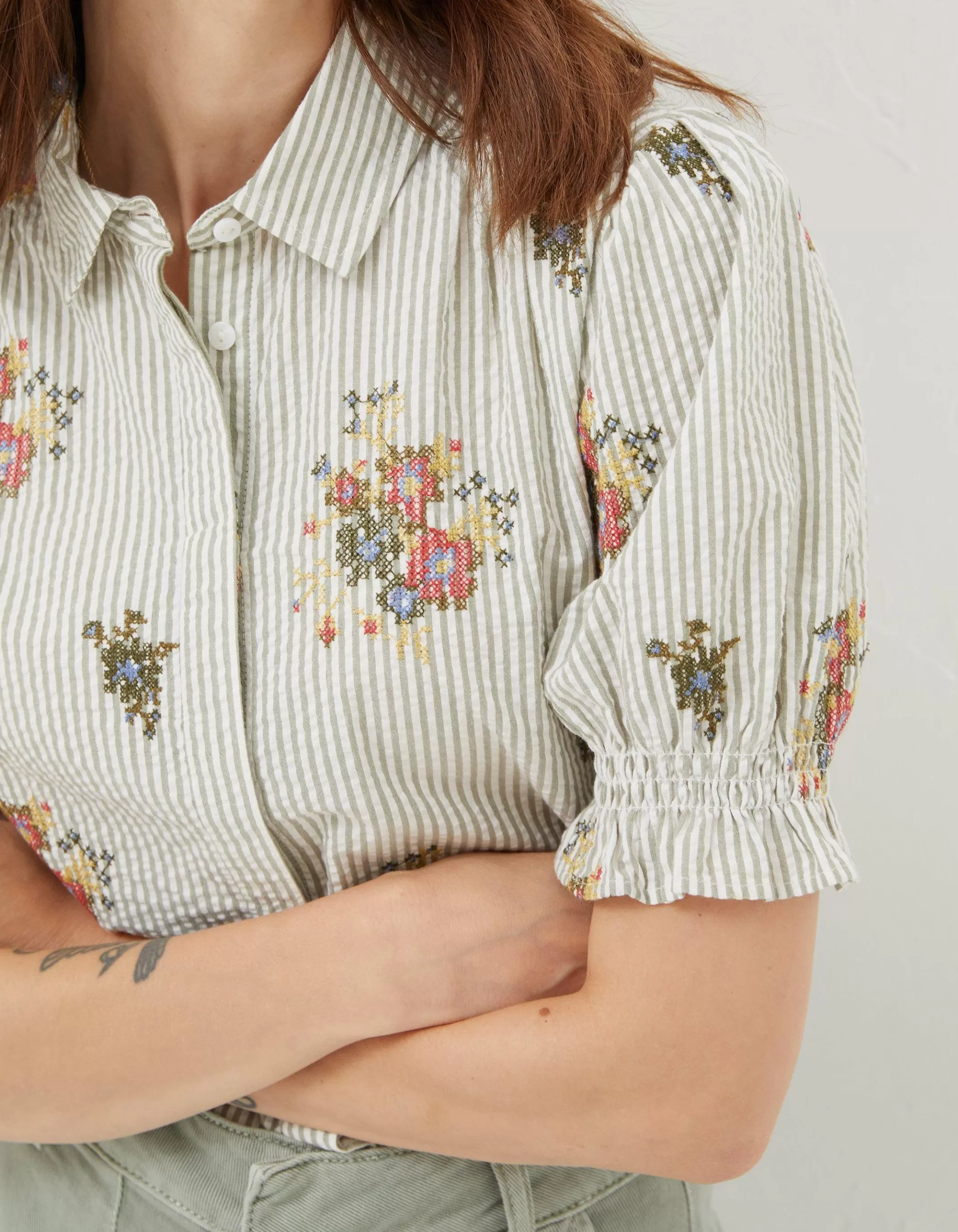 New FatFace Kat Embroidered Shirt Multi
