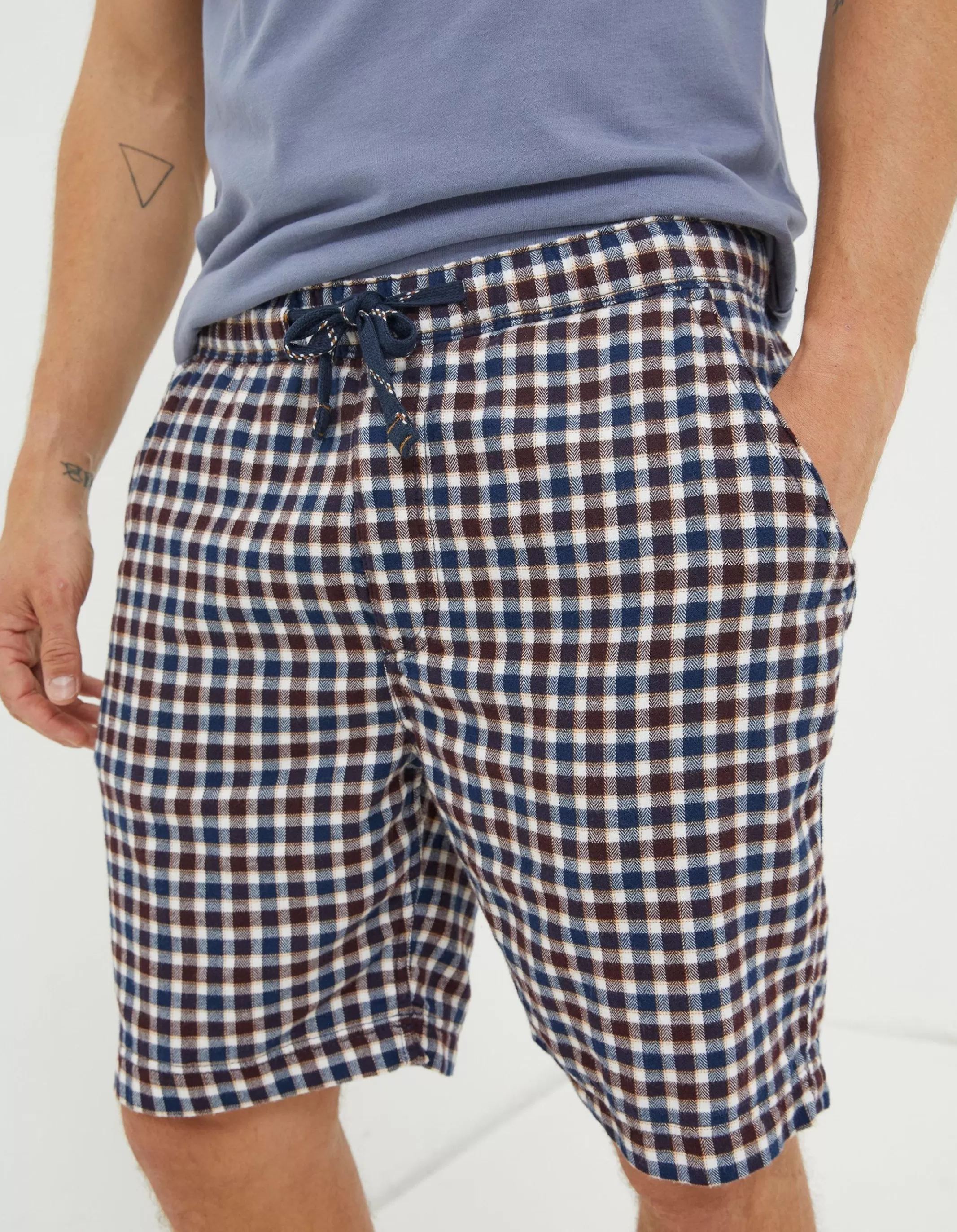Online FatFace Keswick Check Lightweight Pyjama Shorts Off White