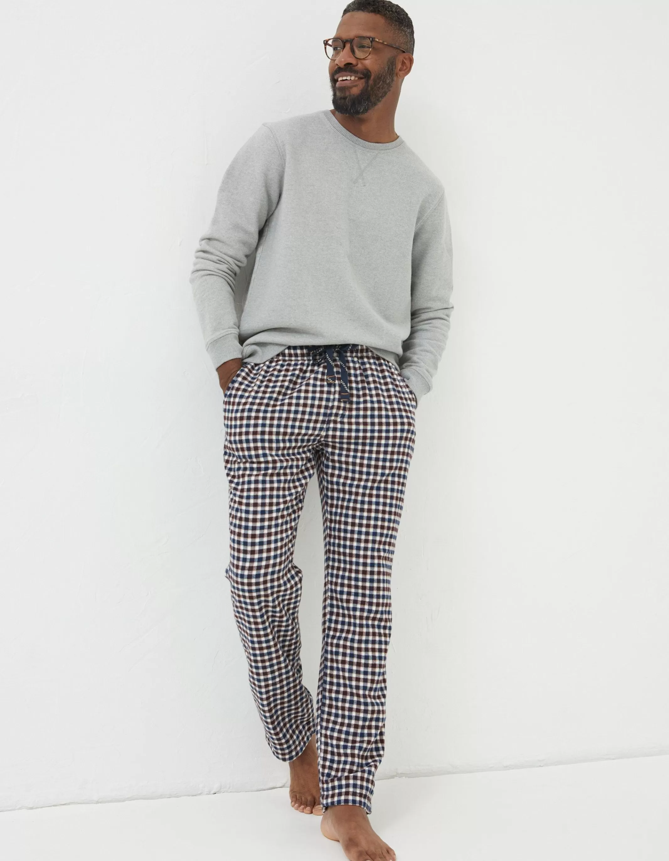 Sale FatFace Keswick Light Check Pyjama Bottoms Off White