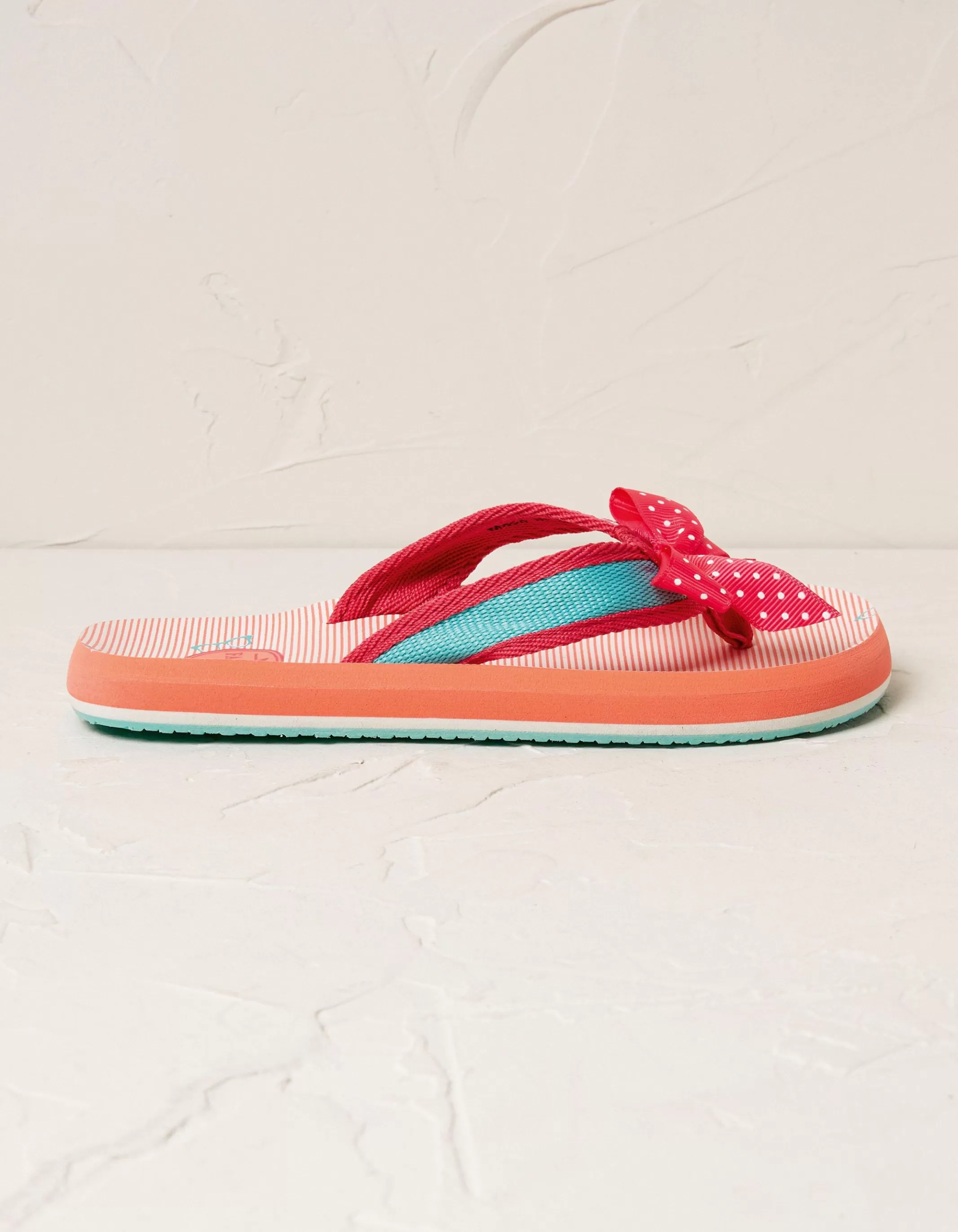 Clearance FatFace Kids Conversational Flip Flops Coral