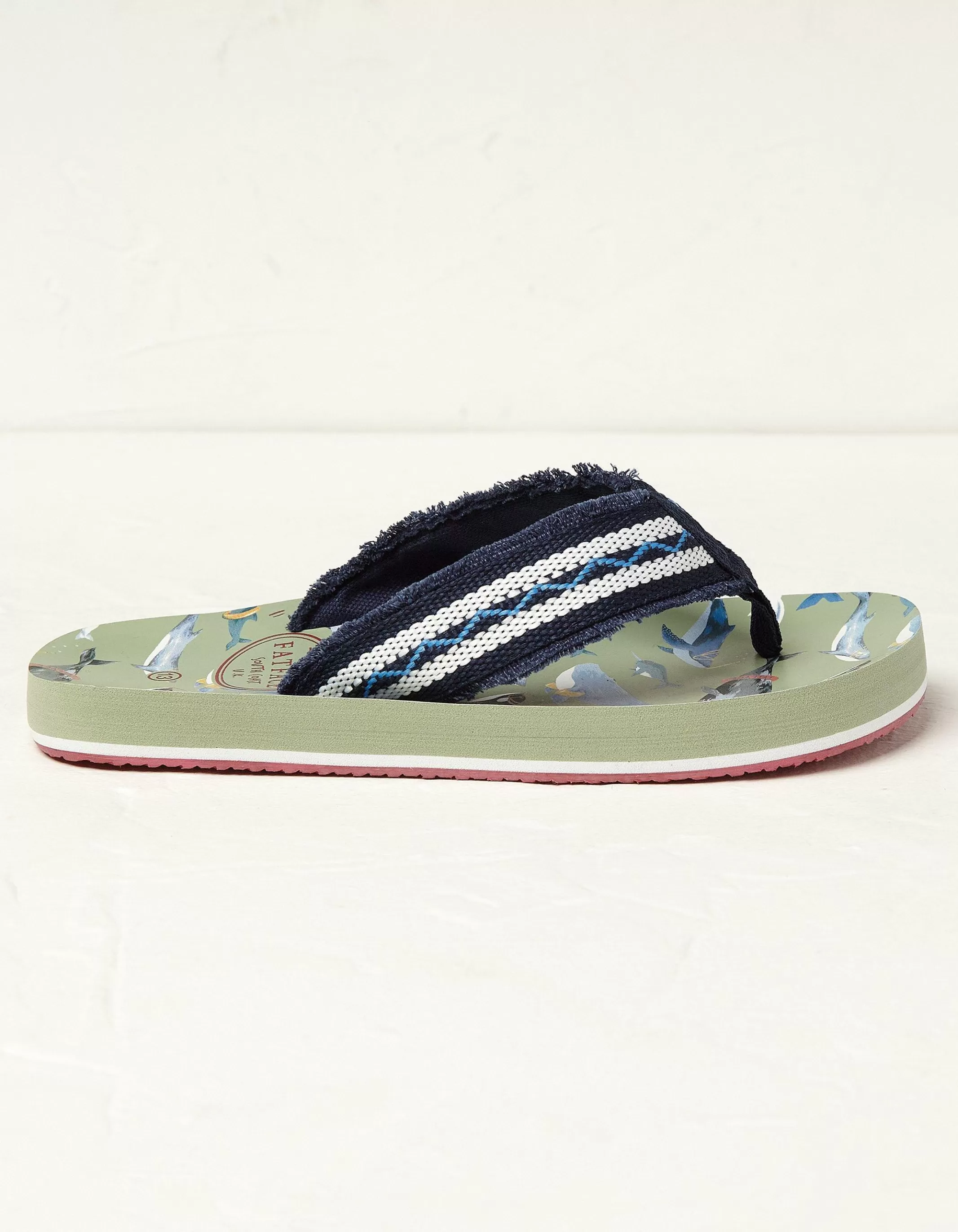 Shop FatFace Kids Whale Flip Flops Green