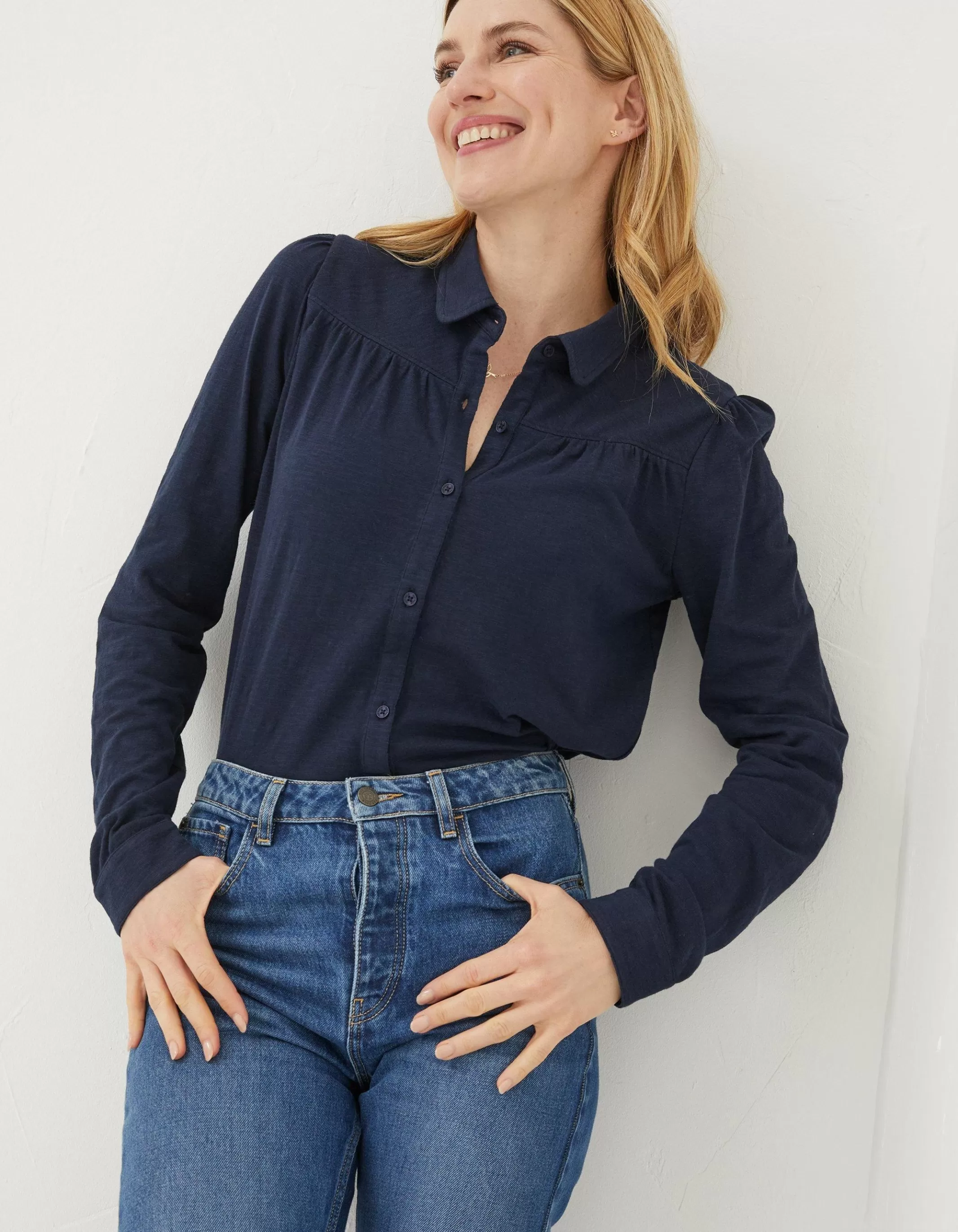 Store FatFace Kim Jersey Shirt Navy