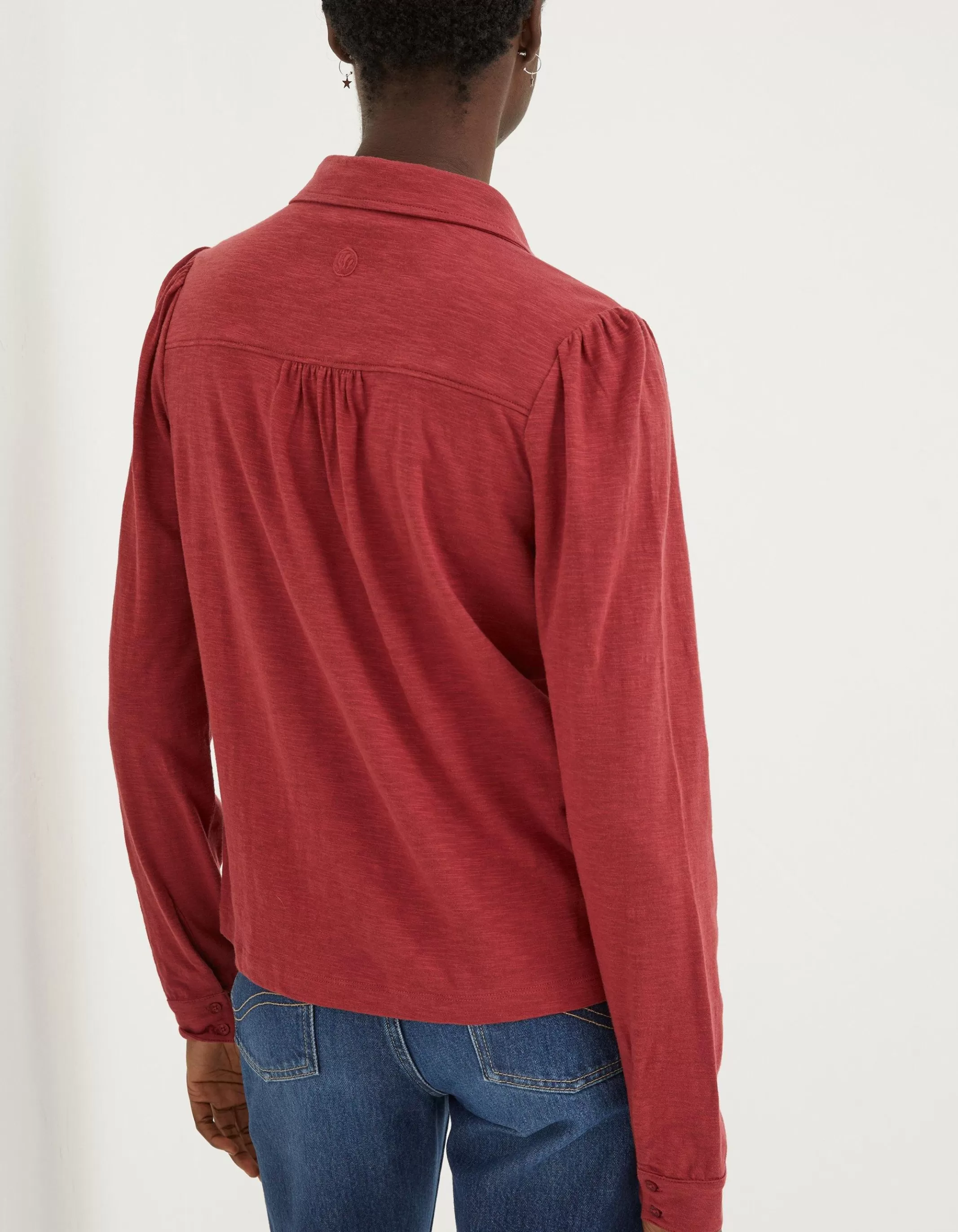 New FatFace Kim Jersey Shirt Raspberry Red