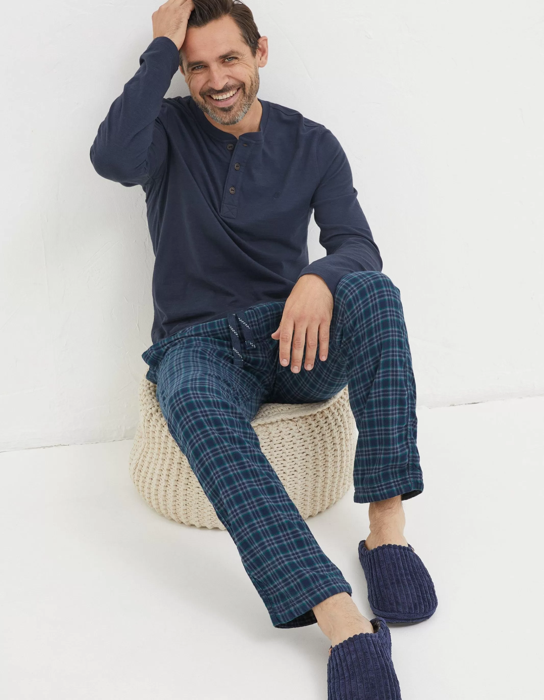 Fashion FatFace Kinsale Check Pyjama Bottoms Navy