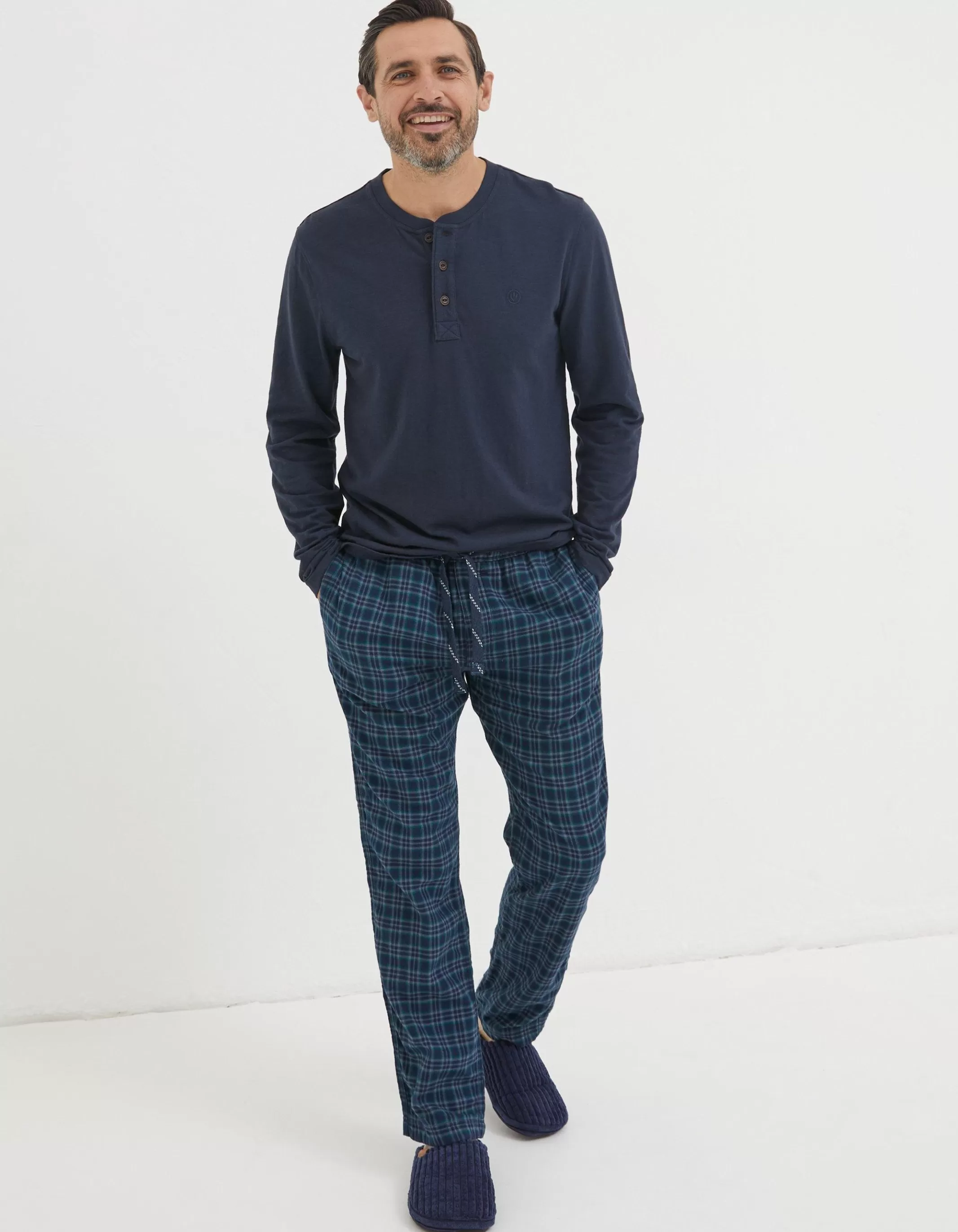 Fashion FatFace Kinsale Check Pyjama Bottoms Navy