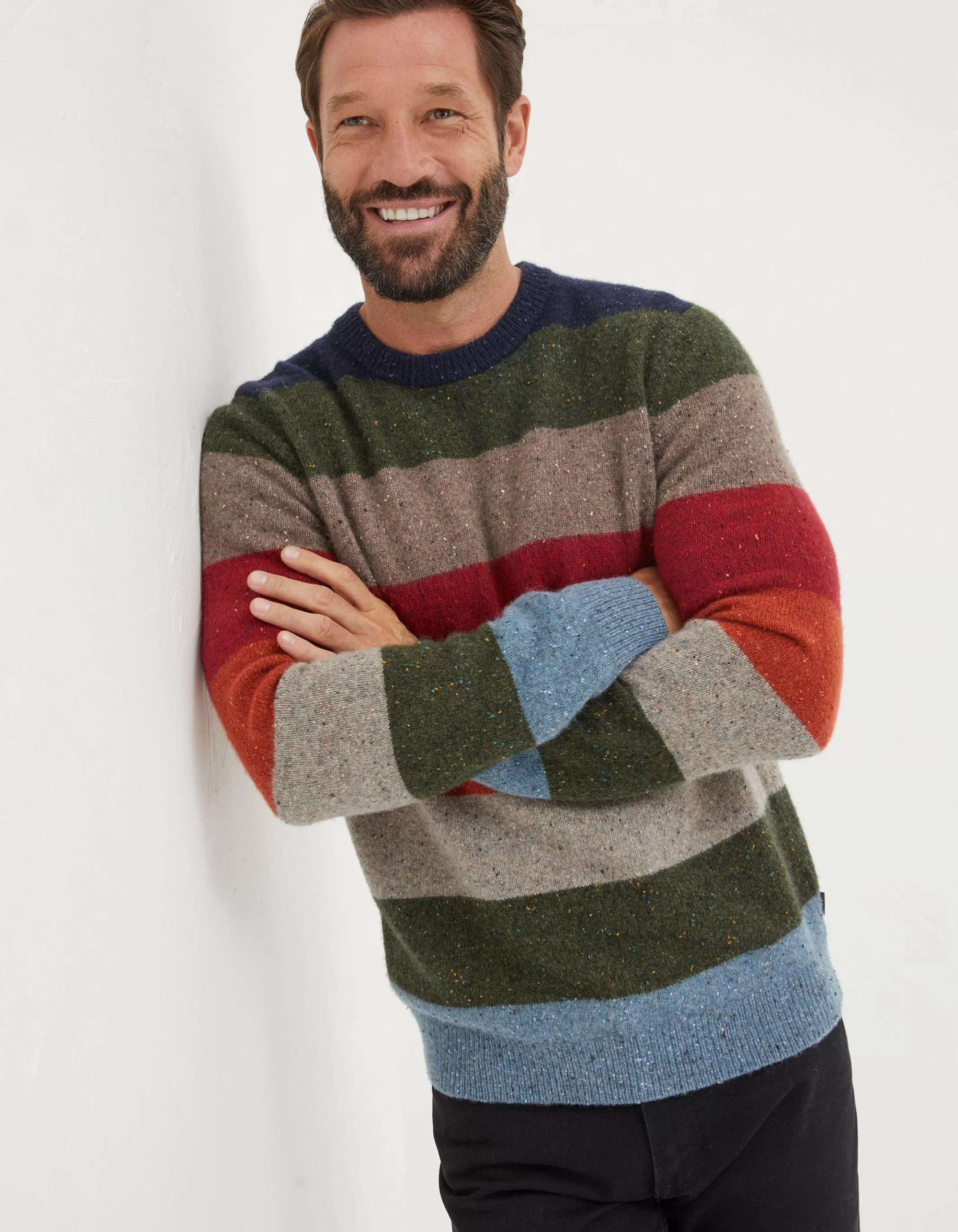 New FatFace Lambswool Stripe Crew Jumper Multi
