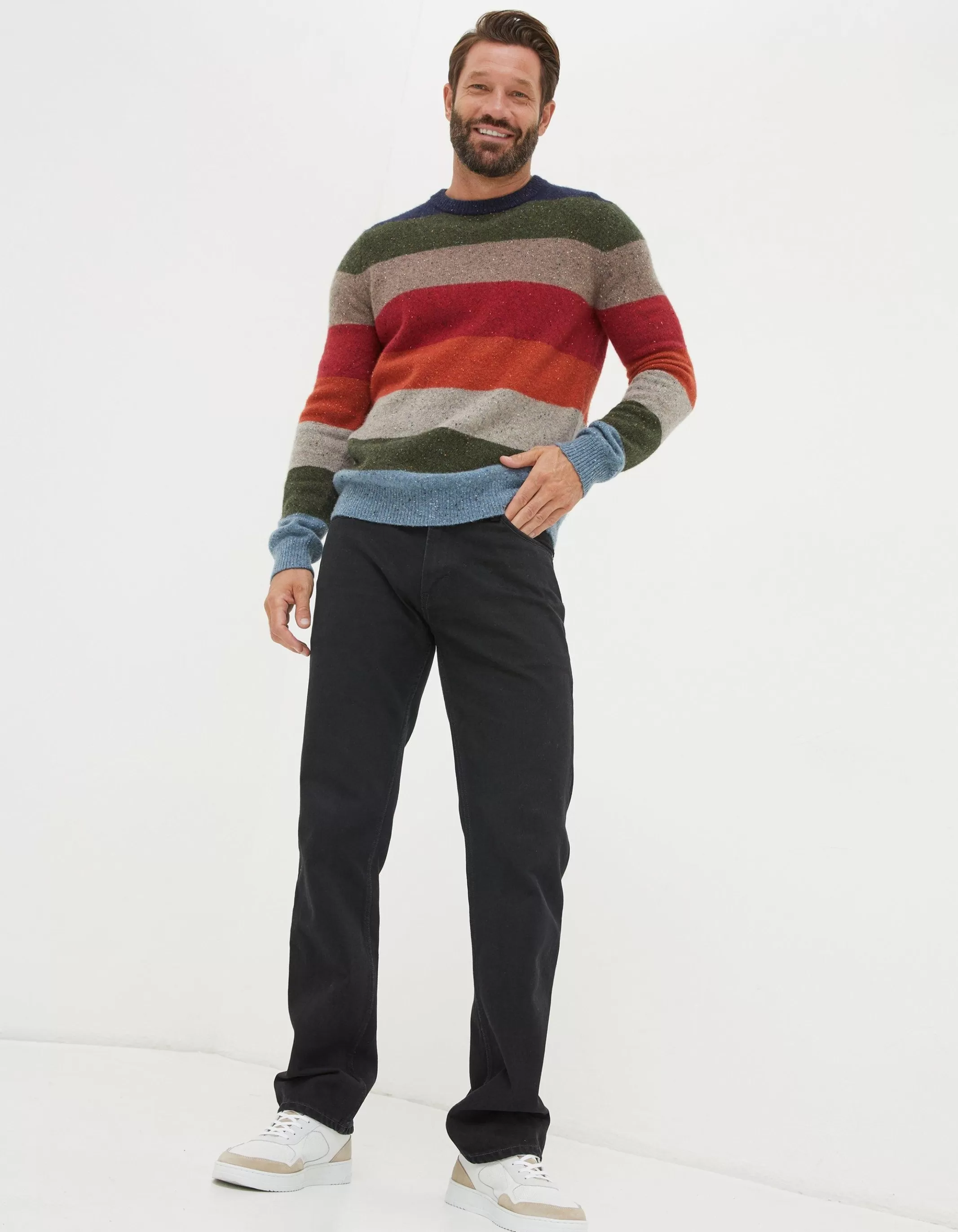 New FatFace Lambswool Stripe Crew Jumper Multi