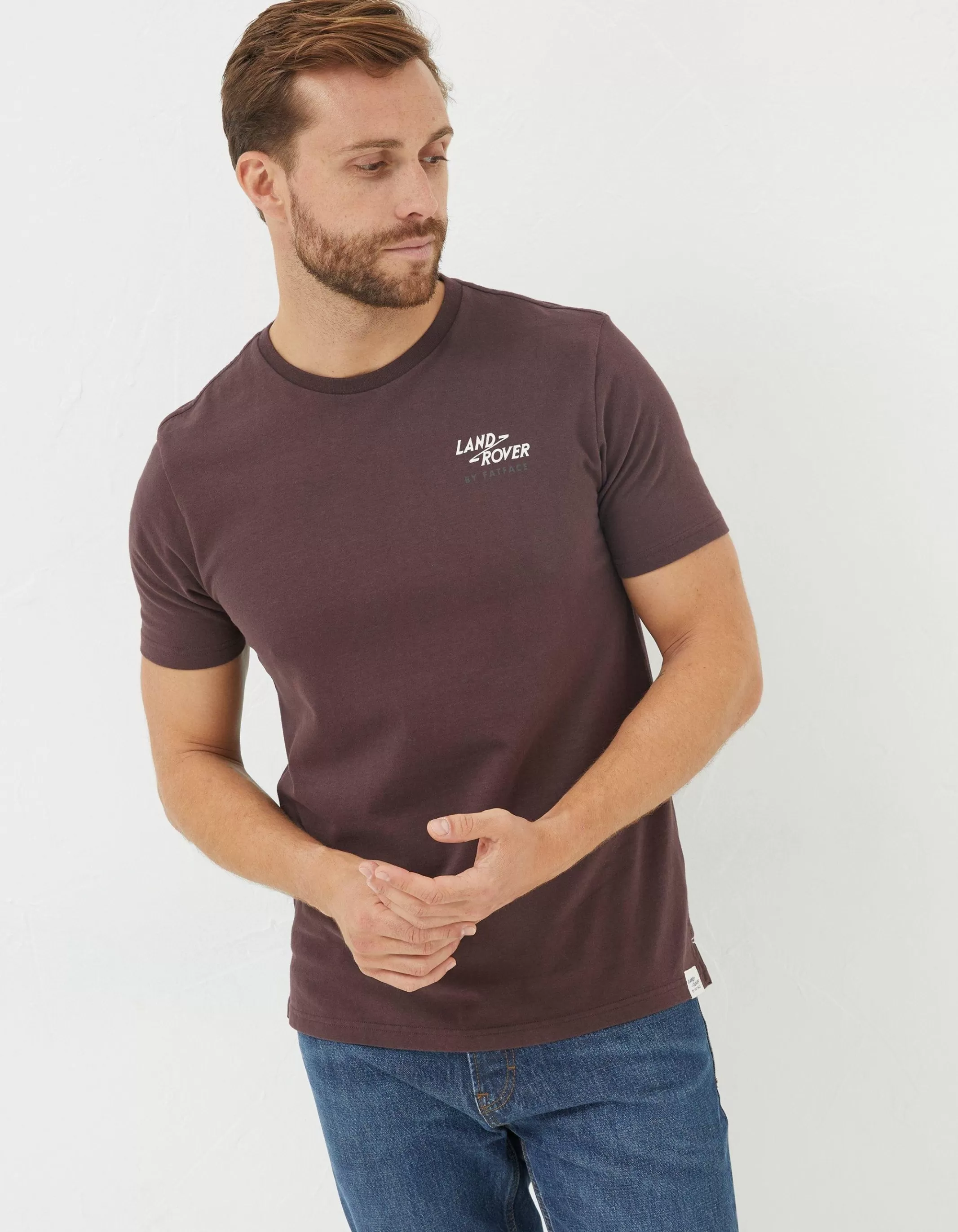 Shop FatFace Land Rover Deconstructed T-Shirt Plum