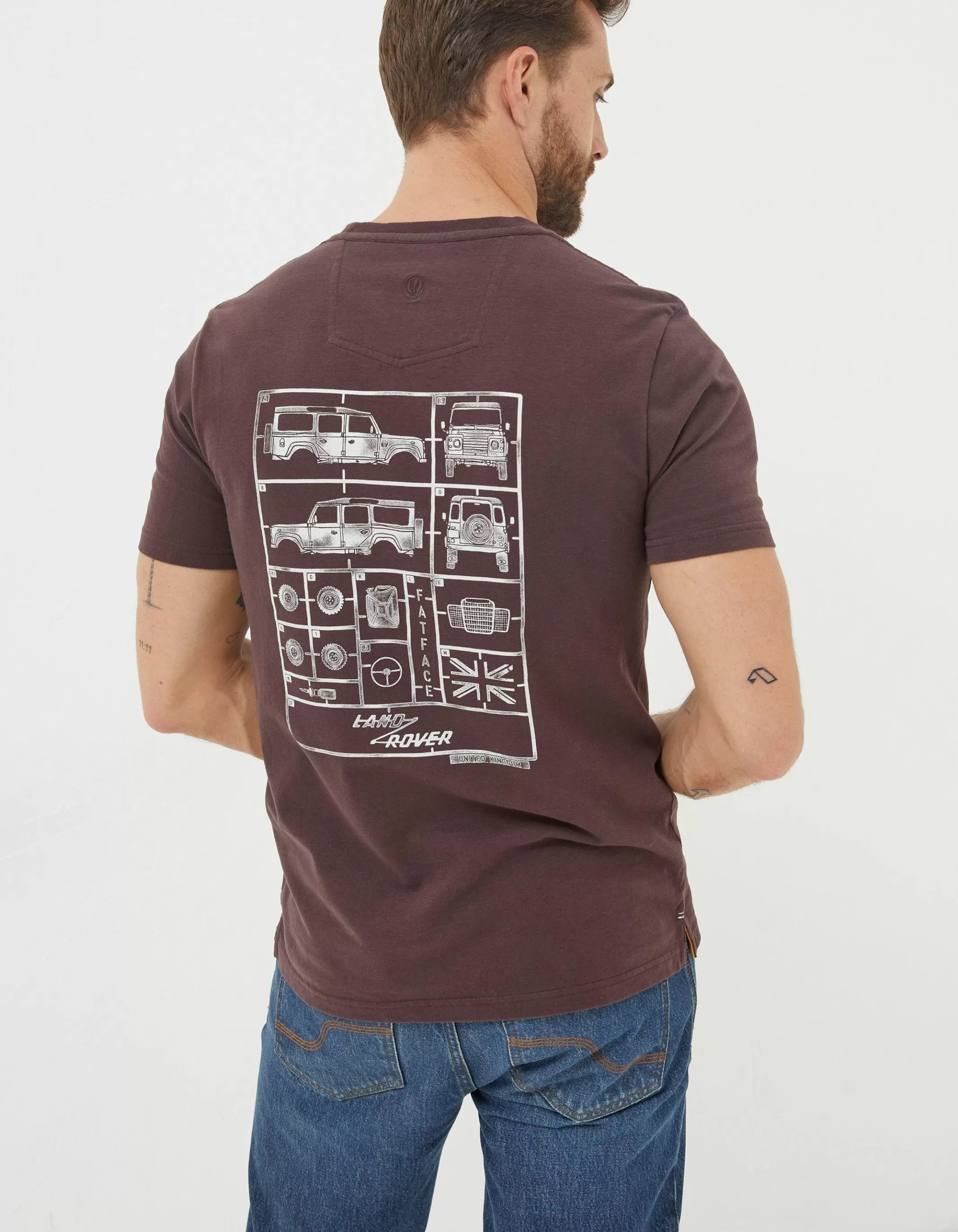 Shop FatFace Land Rover Deconstructed T-Shirt Plum