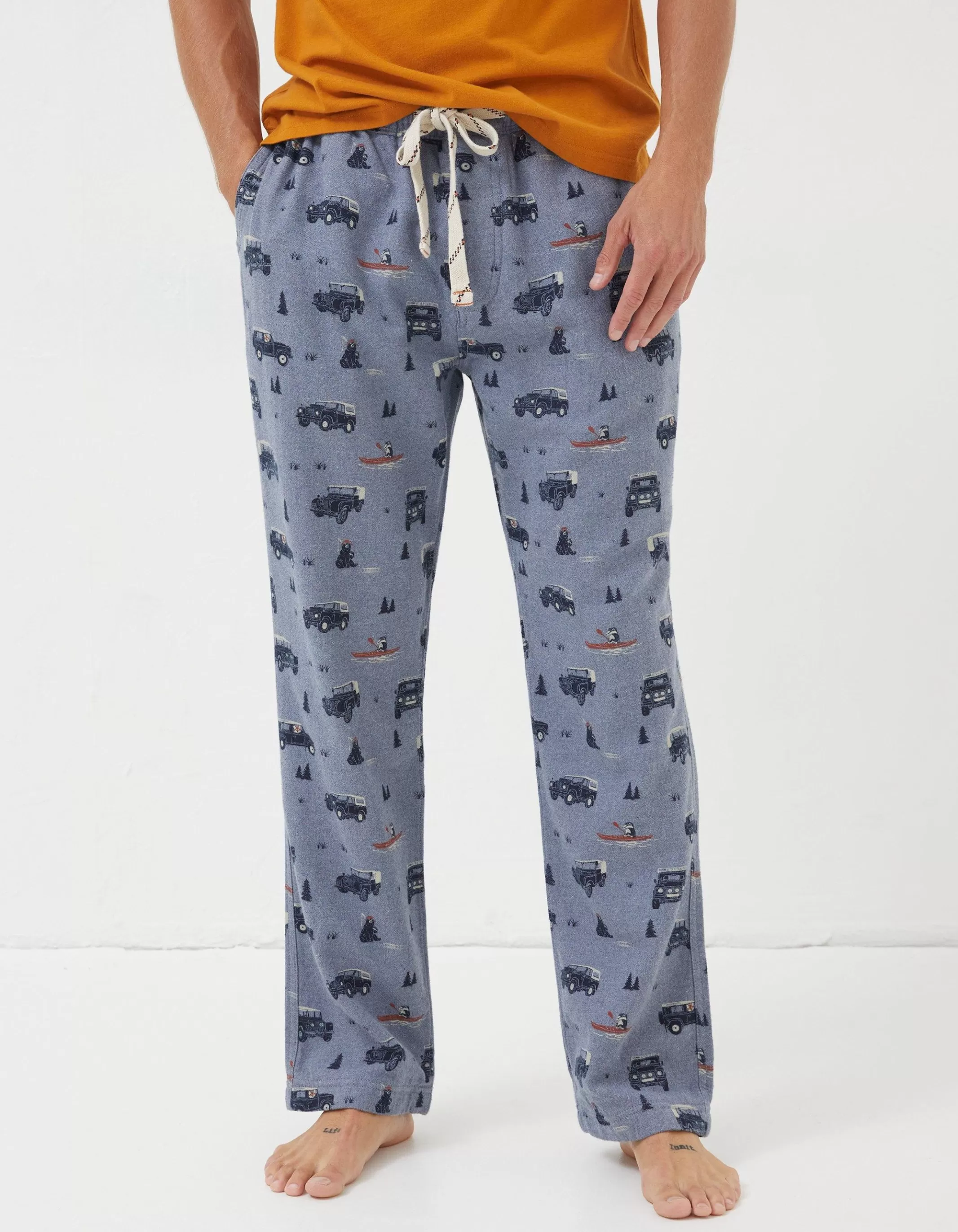 Online FatFace Land Rover Pyjama Bottoms Chambray Blue