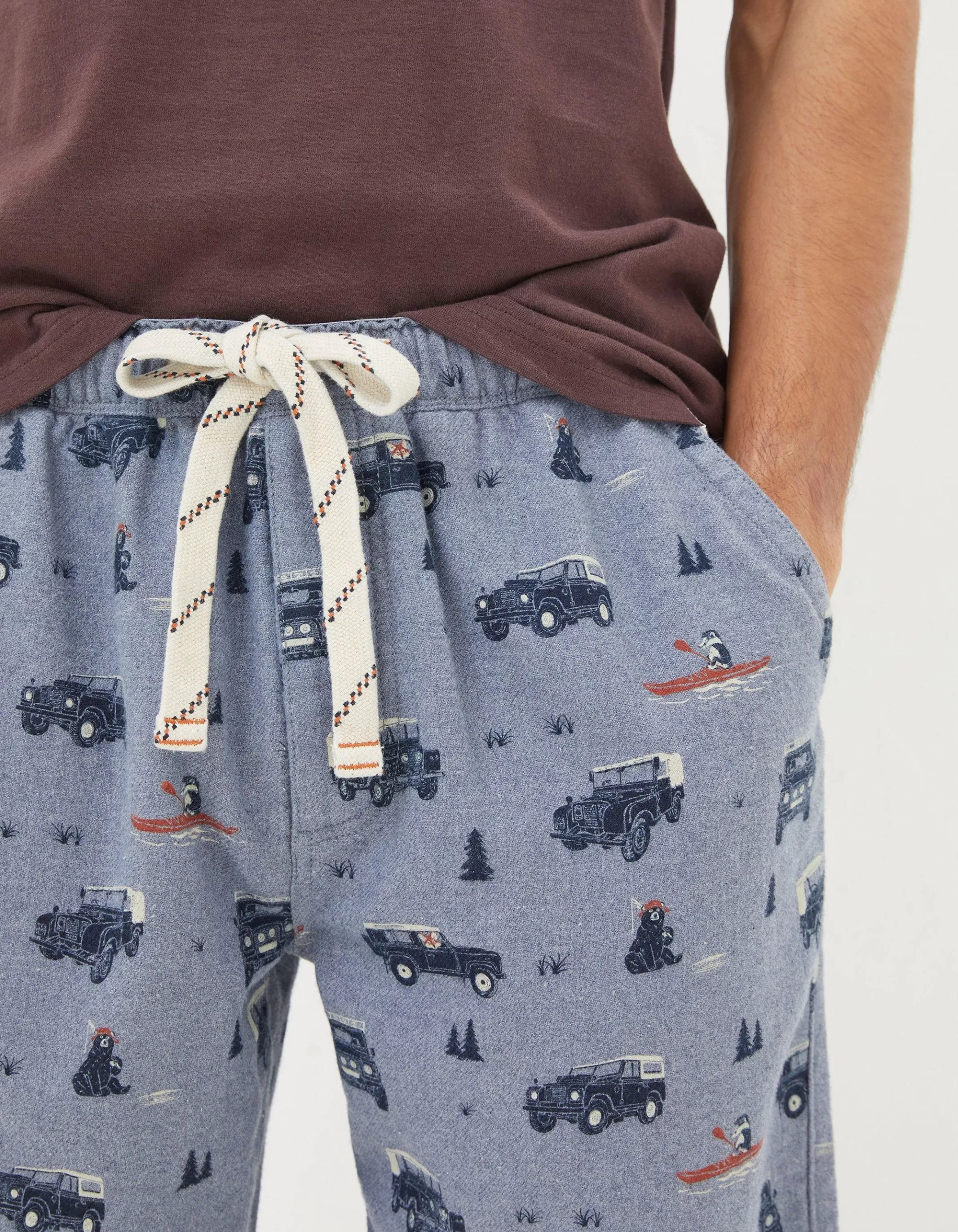 Cheap FatFace Land Rover Pyjama Shorts Chambray Blue