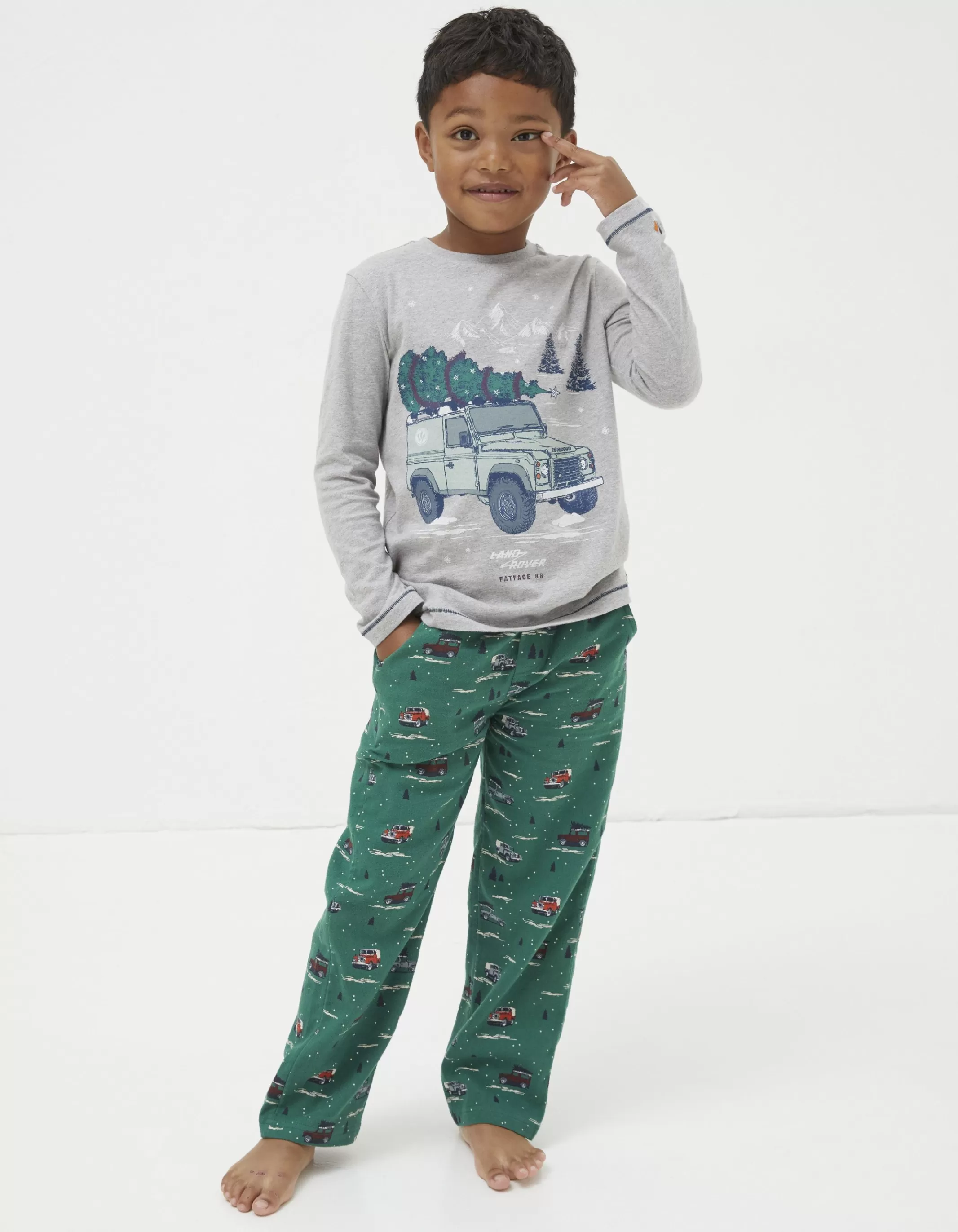 Flash Sale FatFace Land Rover Woven Pyjama Set Green