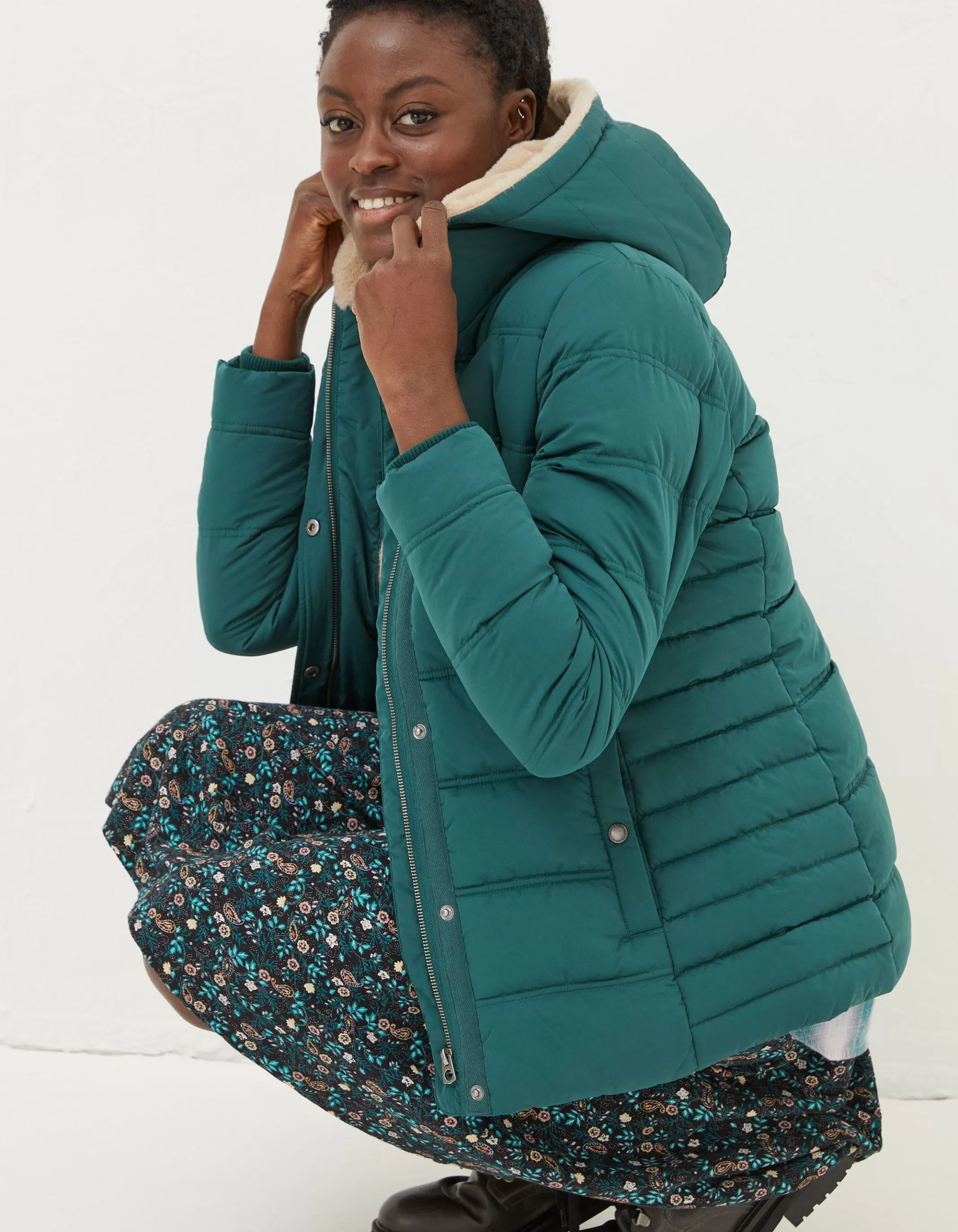 Store FatFace Lara Puffer Coat Dark Teal