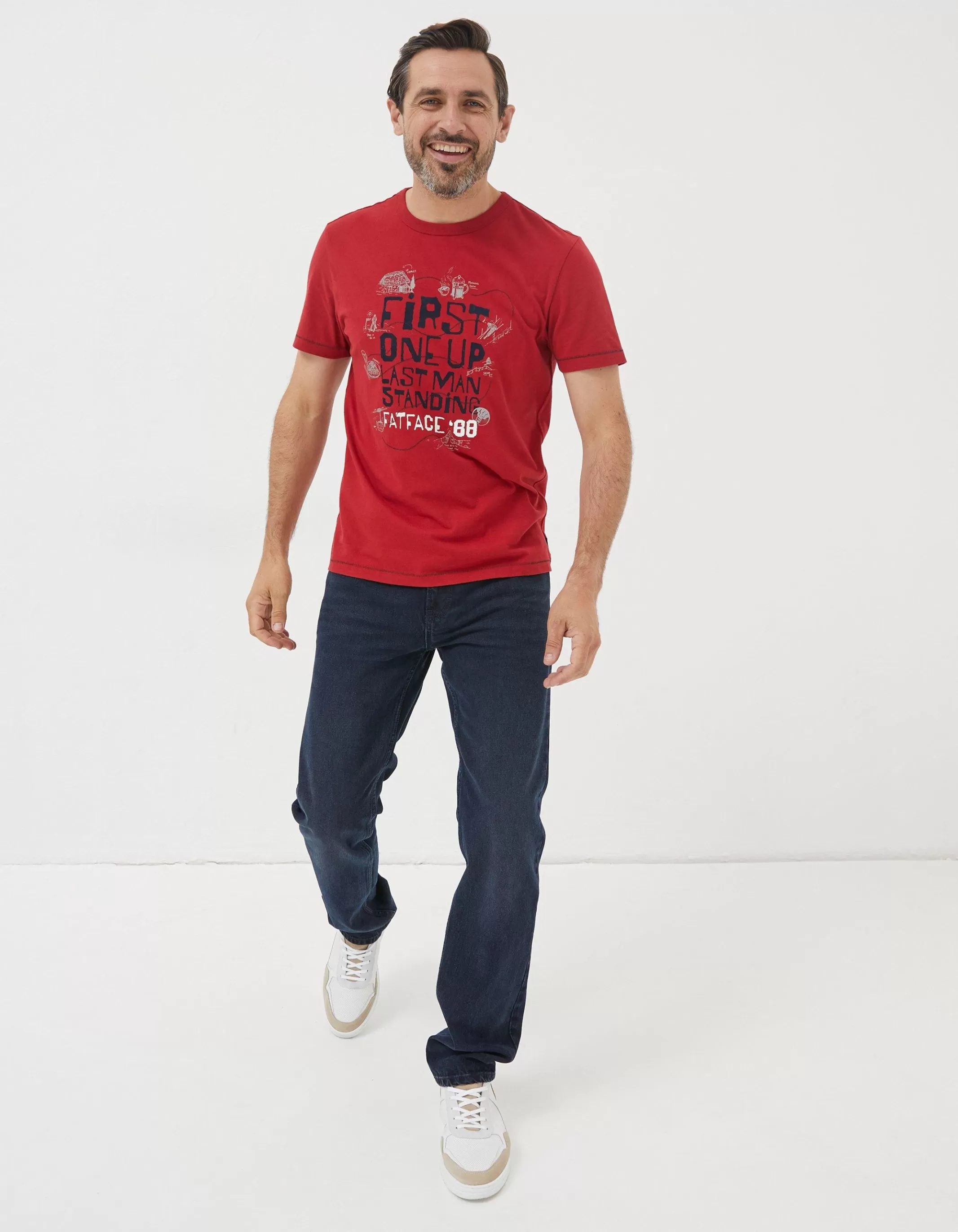 Best Sale FatFace Last Man Standing T-Shirt Bright Red