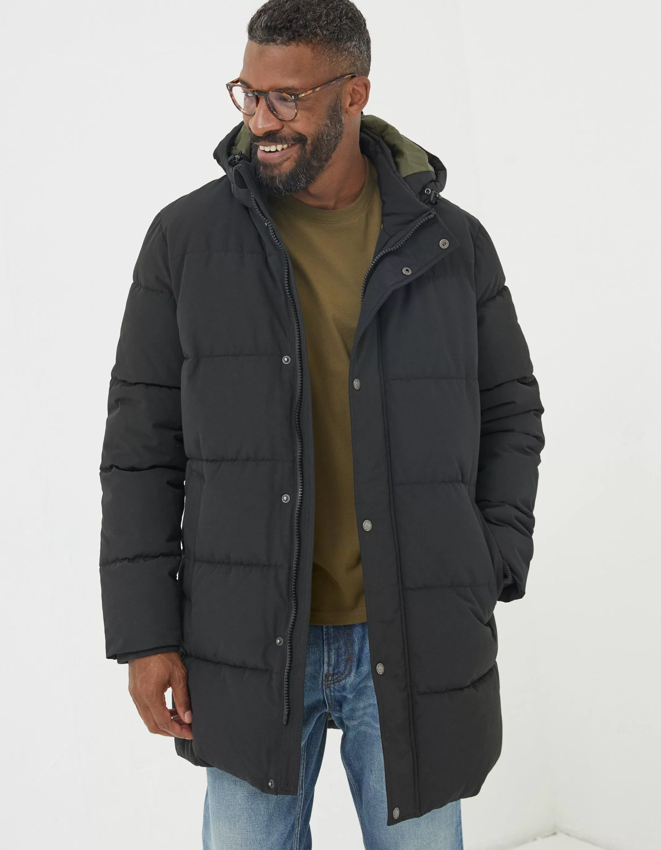 Shop FatFace Launton Longline Puffer Jacket Black