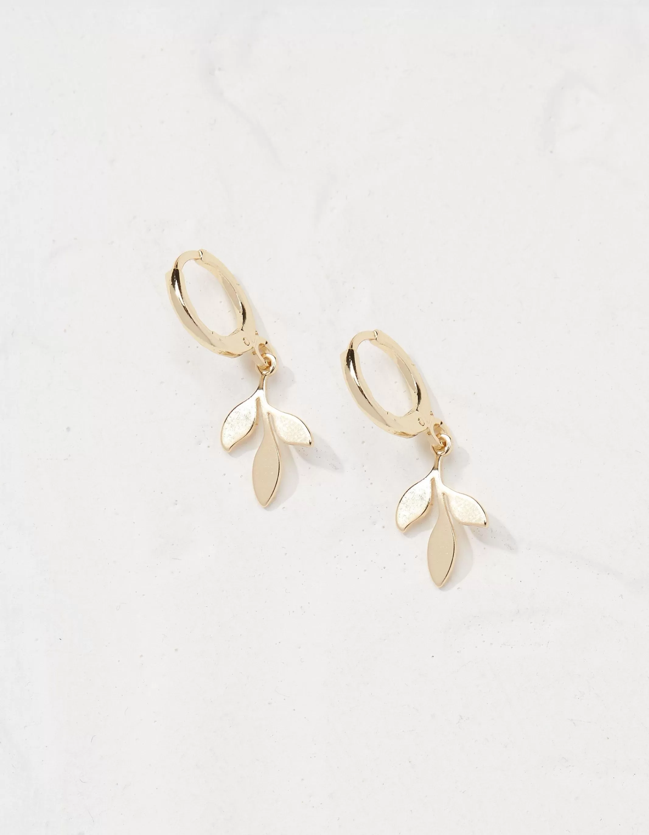 Store FatFace Leaf Drop Earrings Gold