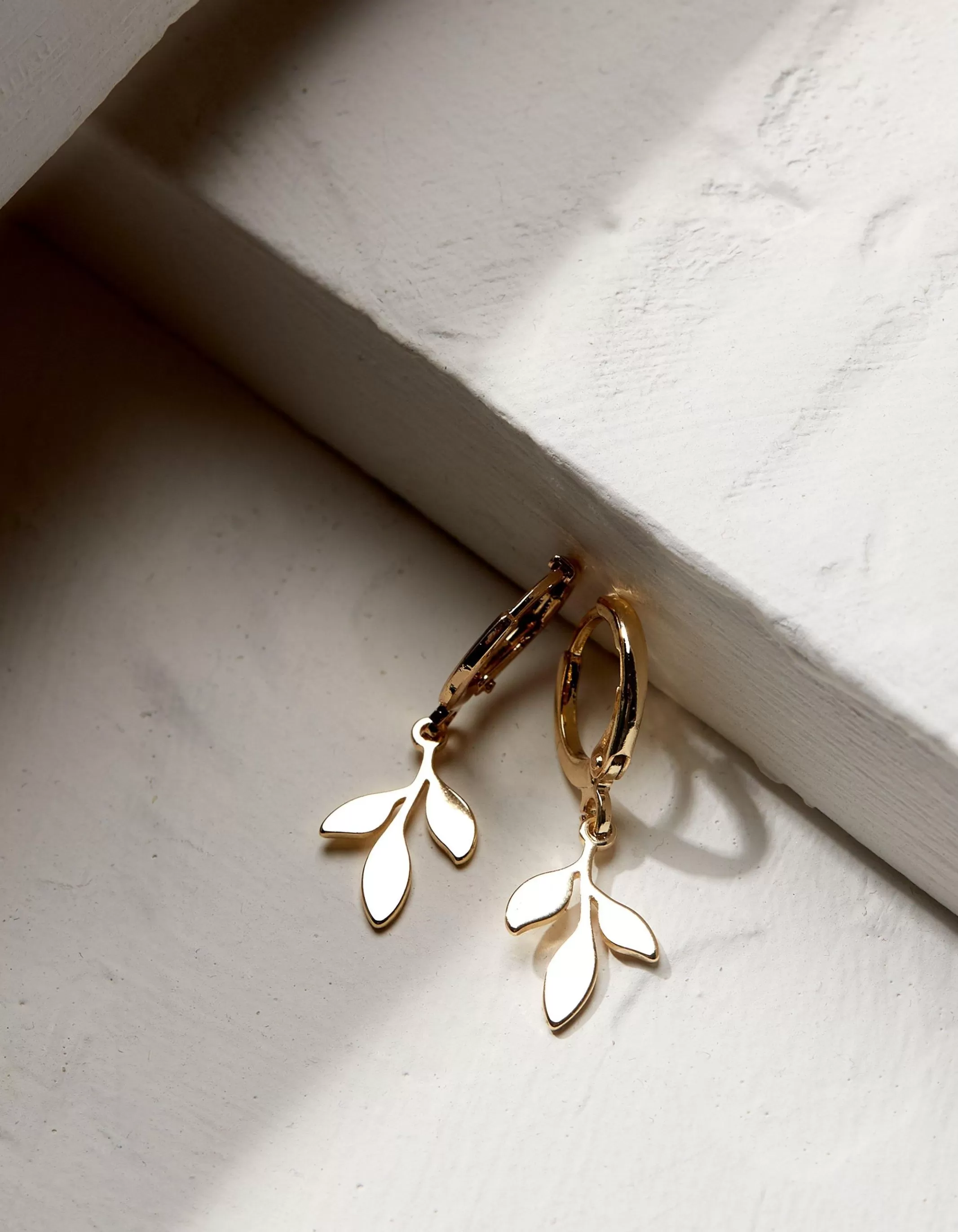 Store FatFace Leaf Drop Earrings Gold